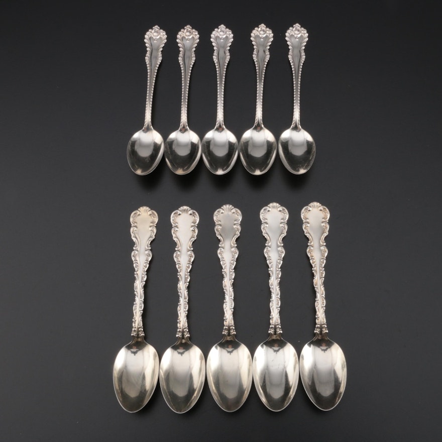 Dominick & Haff "Mazarin" and Whiting Mfg. Co. "Louis XV" Sterling Teaspoons