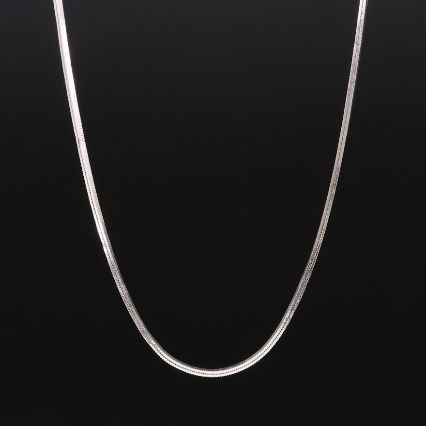14K White Gold Square Snake Chain Necklace