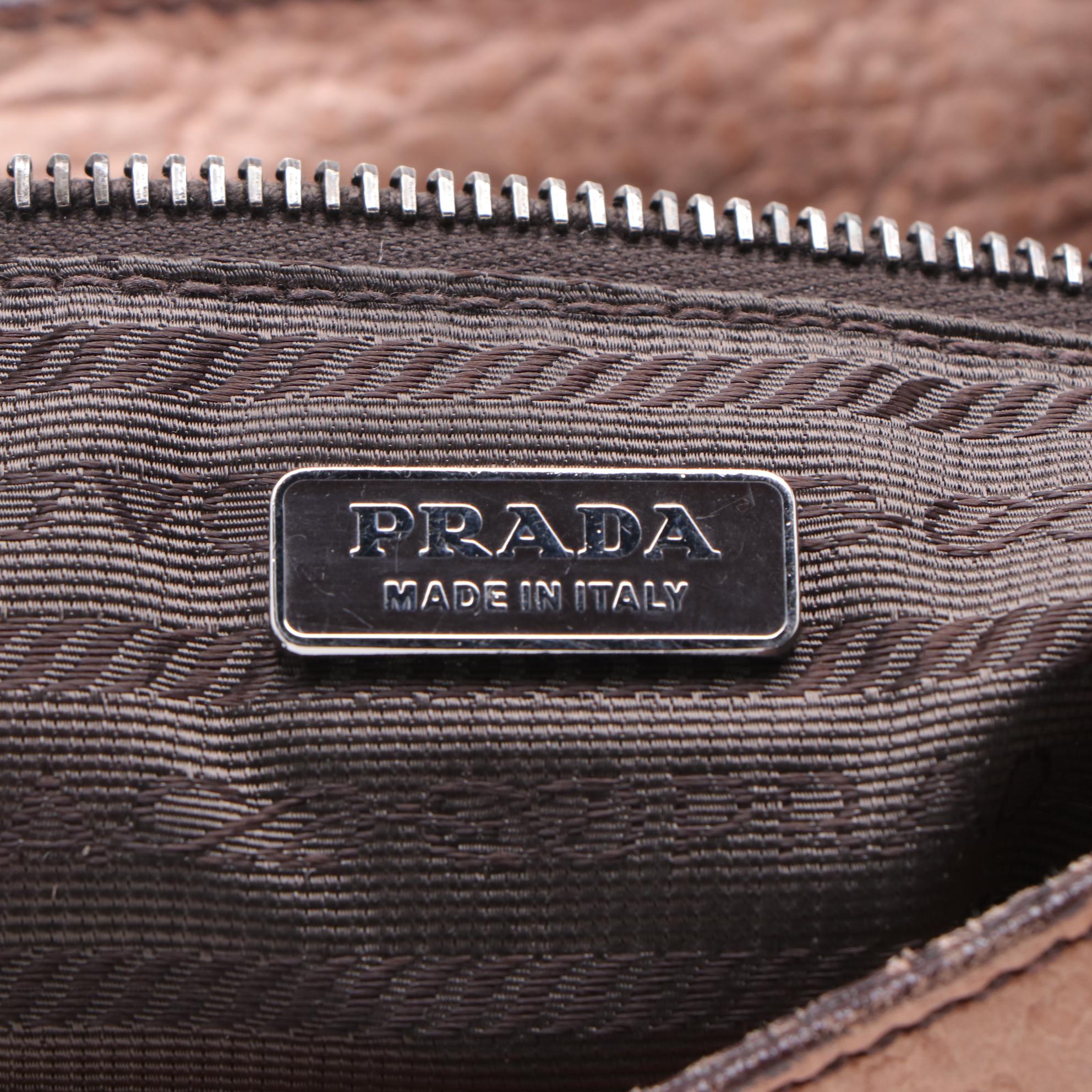 Prada Textured Leather Flap Front Shoulder Bag with Running Stitch Accents