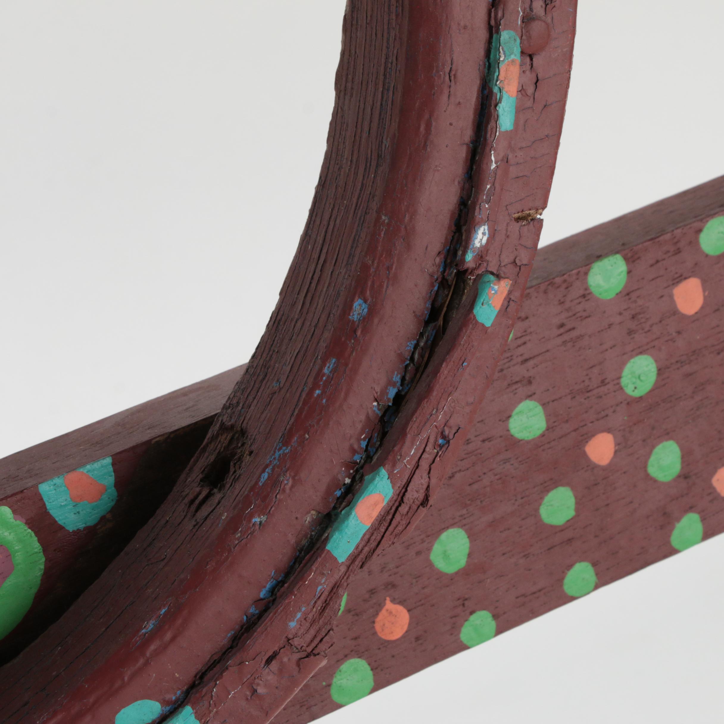 Catfish Man Monumental Hand Painted Folk Art Wood Assemblage Cross