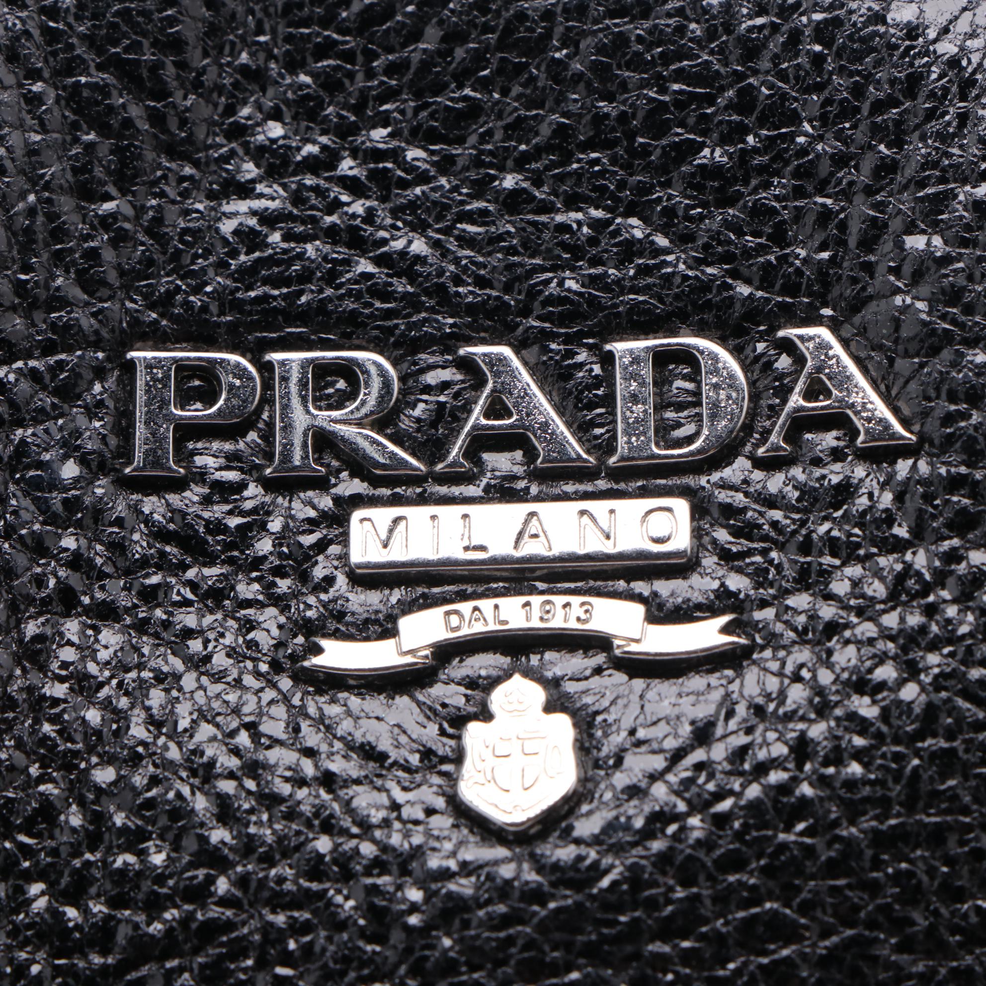 Prada Nero Cervo Lux Leather Shoulder Bag