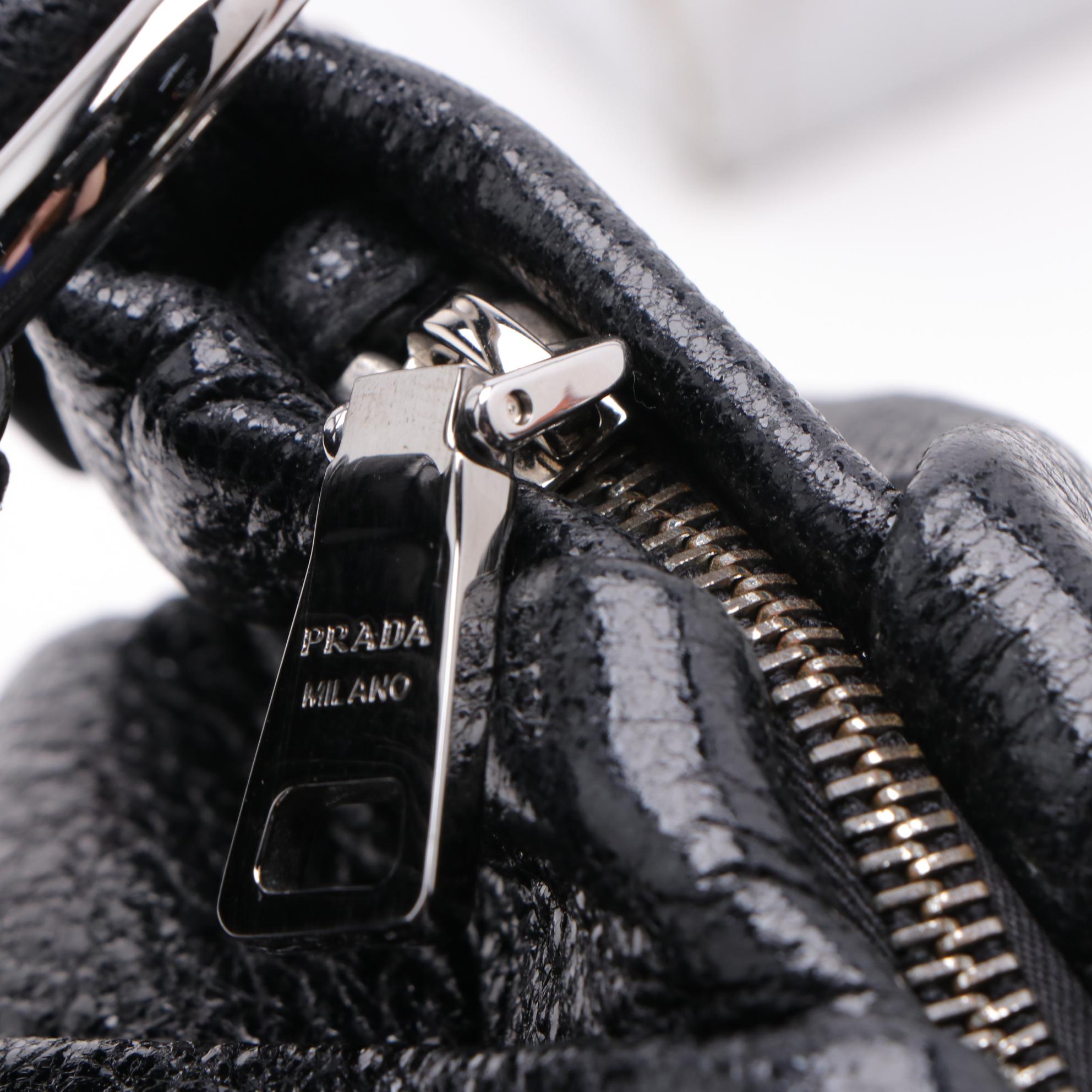 Prada Nero Cervo Lux Leather Shoulder Bag