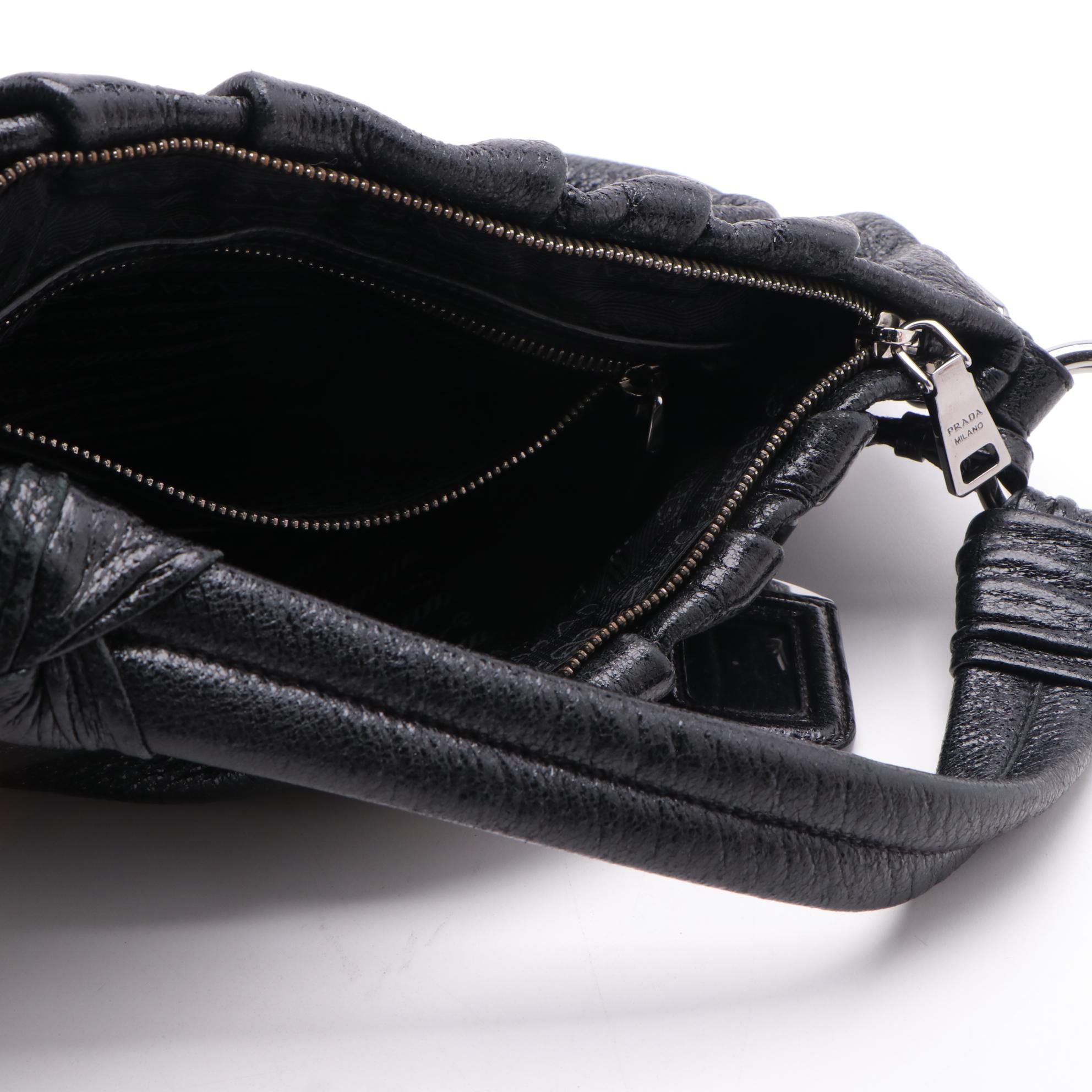 Prada Nero Cervo Lux Leather Shoulder Bag