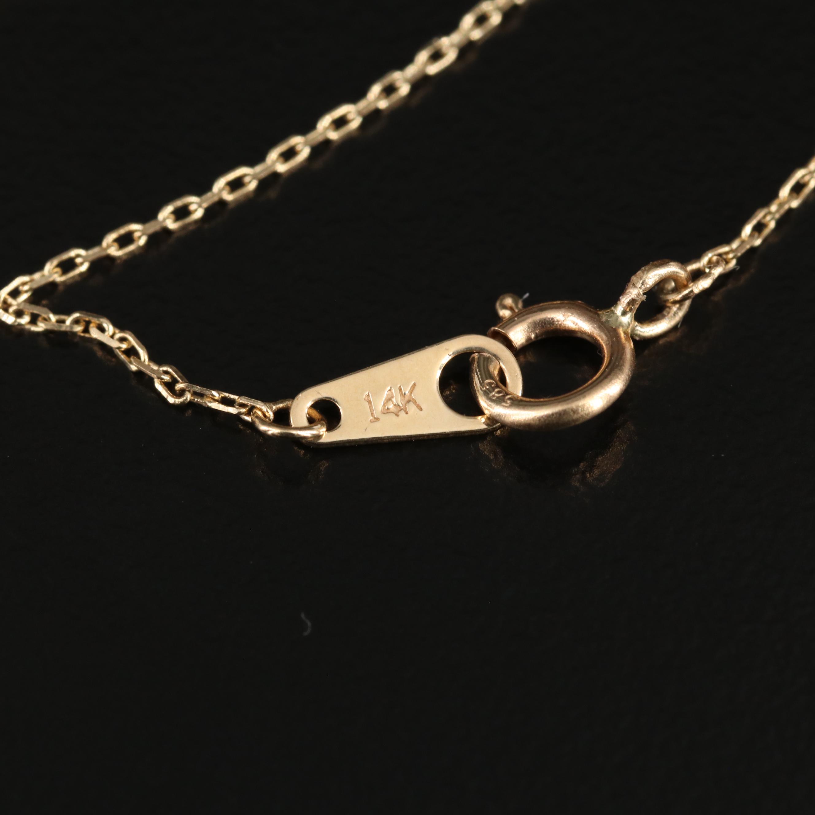 14K Gold Mother of Pearl and Cubic Zirconia Quatrefoil Necklace