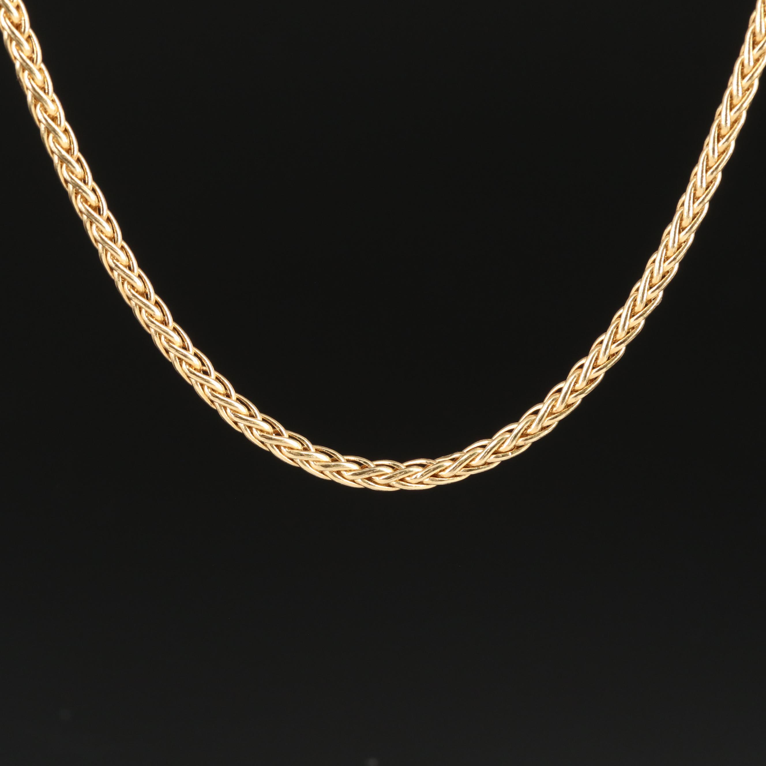 18K Yellow Gold Wheat Chain Necklace