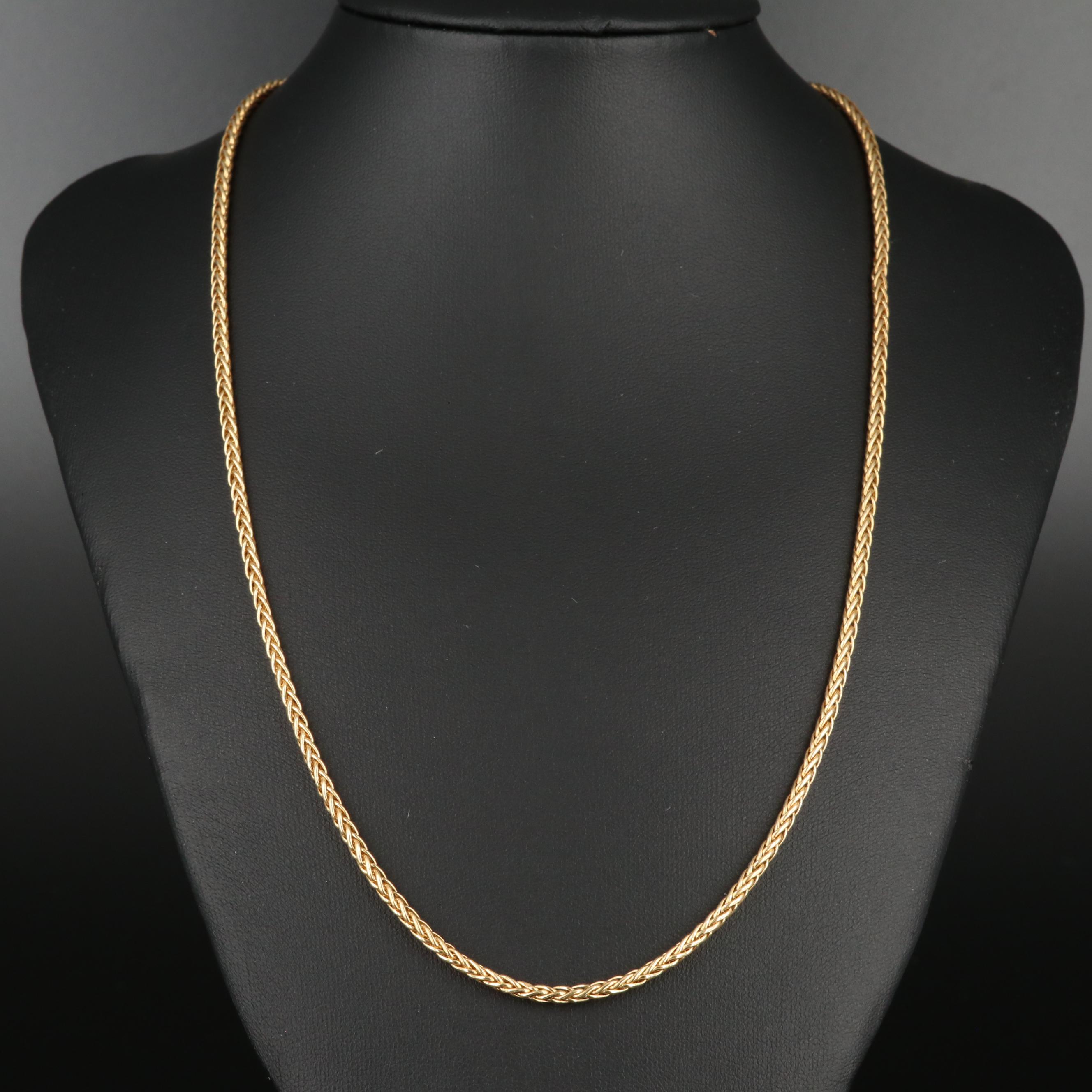 18K Yellow Gold Wheat Chain Necklace