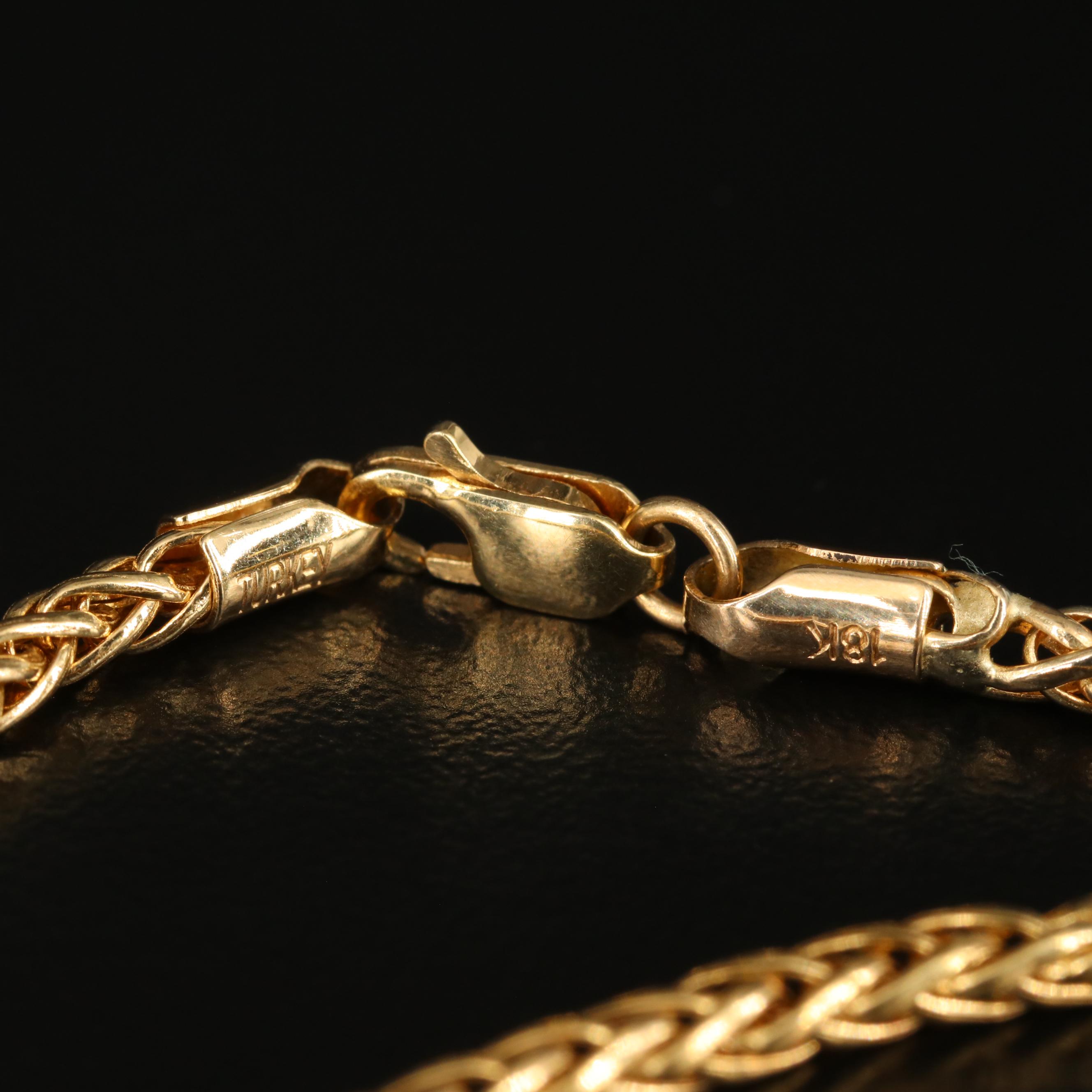 18K Yellow Gold Wheat Chain Necklace