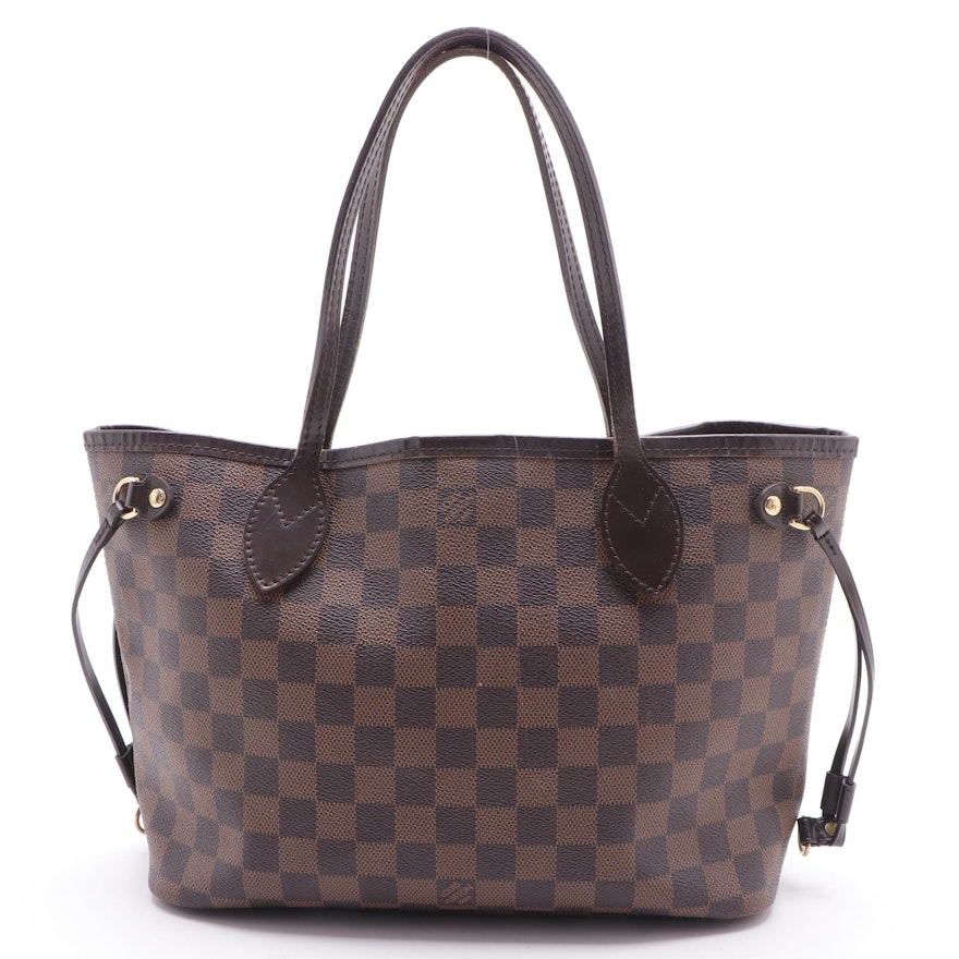 Louis Vuitton Neverfull PM Tote in Damier Ebene Canvas and Leather