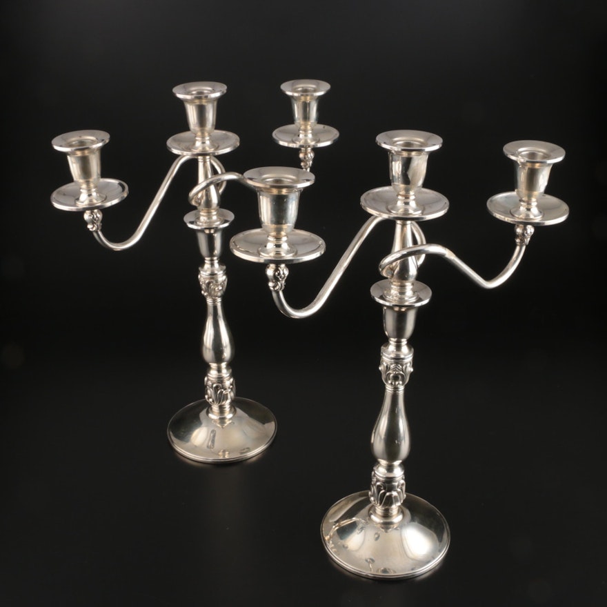 International "Royal Danish" Weighted Sterling Silver Candelabra, Mid-Century