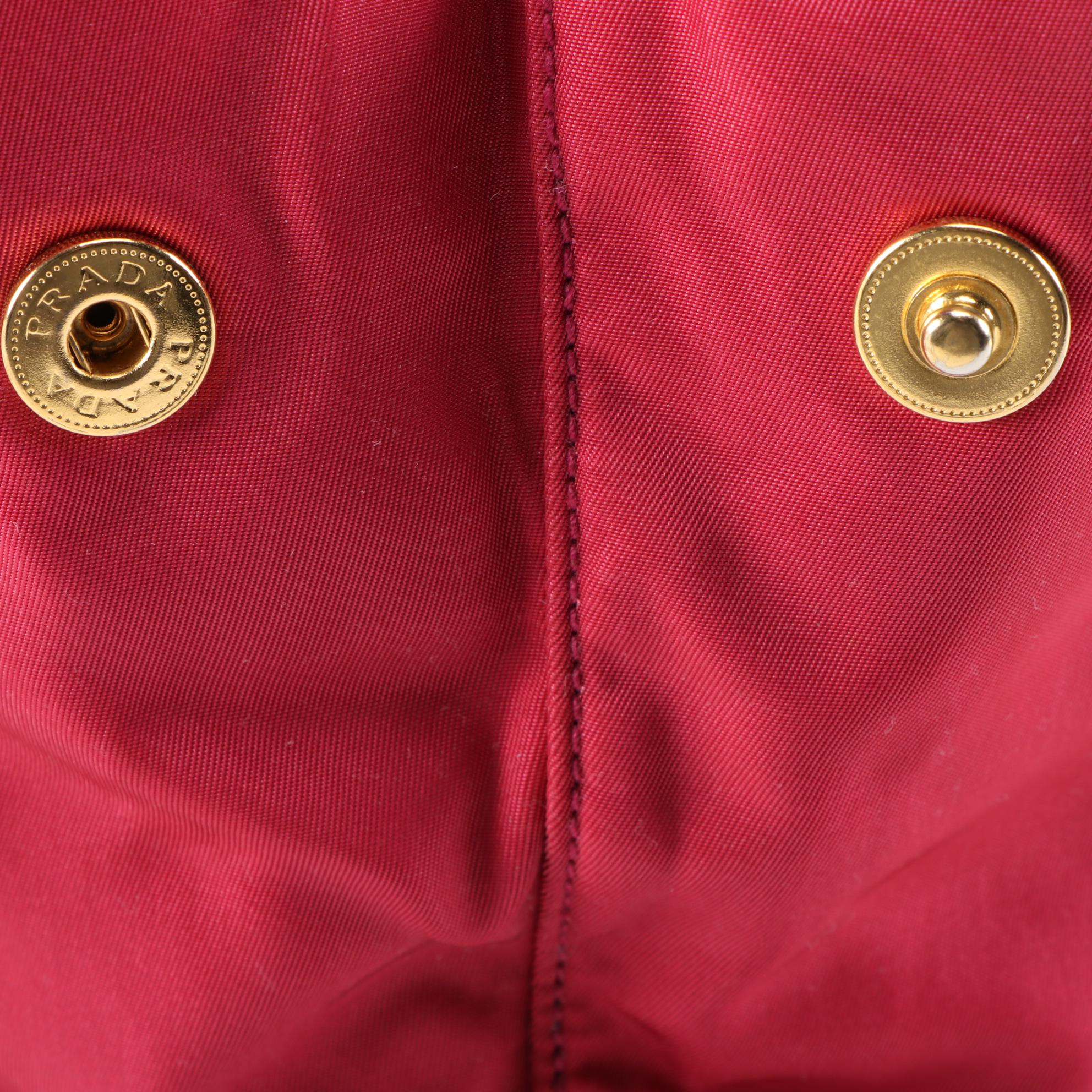 Prada Pink Tessuto Nylon Bow Handbag with Leather Trim and Shoulder Strap