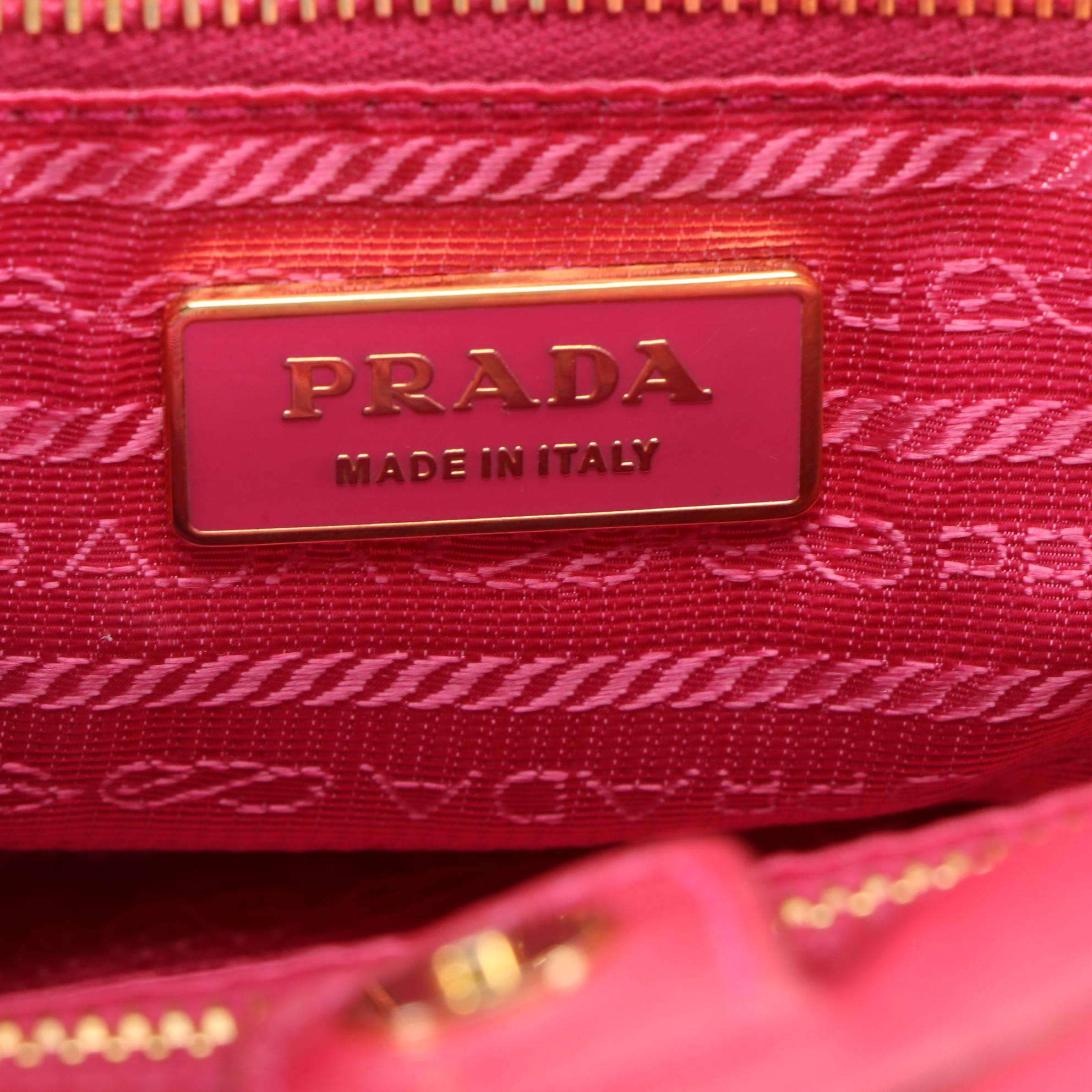 Prada Pink Tessuto Nylon Bow Handbag with Leather Trim and Shoulder Strap