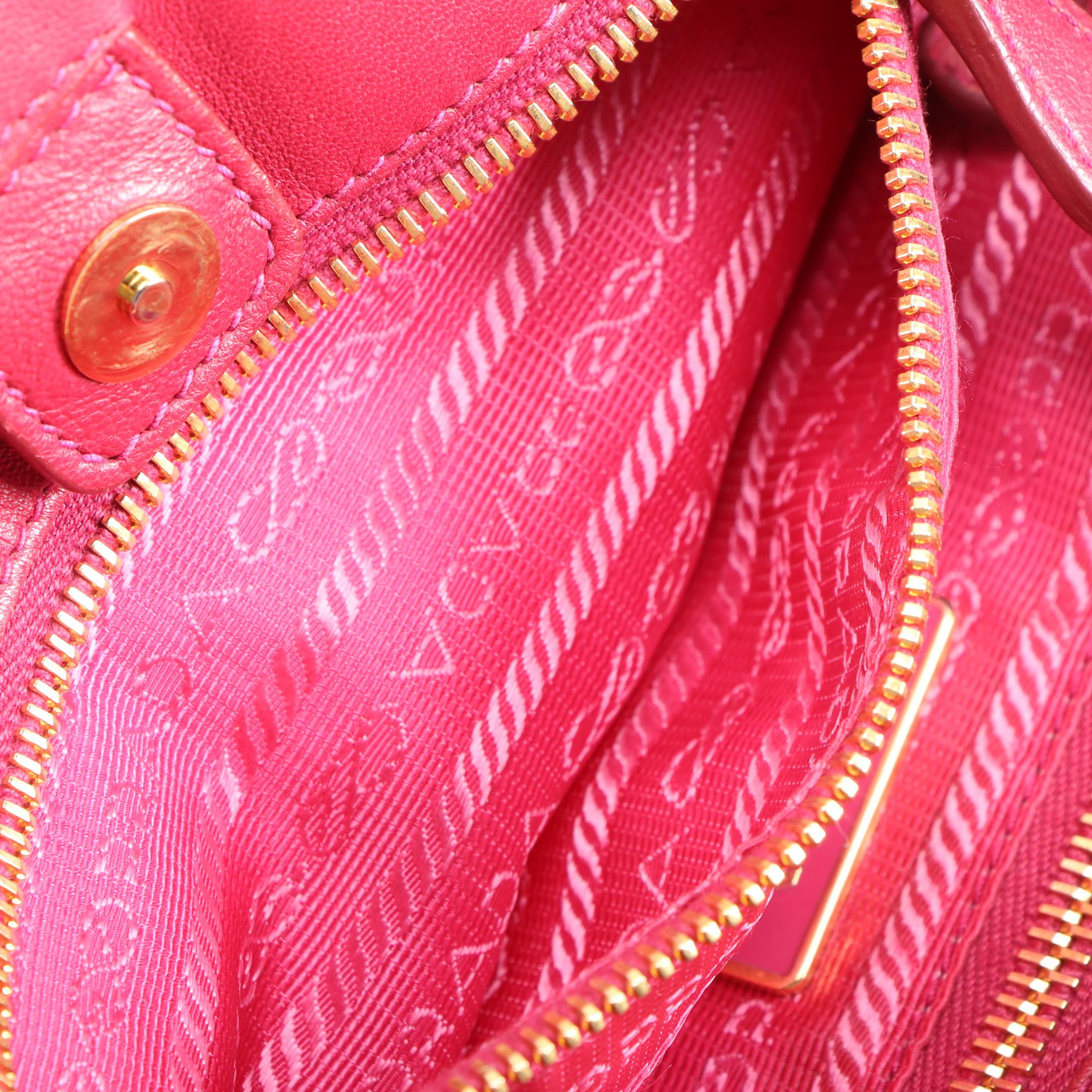 Prada Pink Tessuto Nylon Bow Handbag with Leather Trim and Shoulder Strap