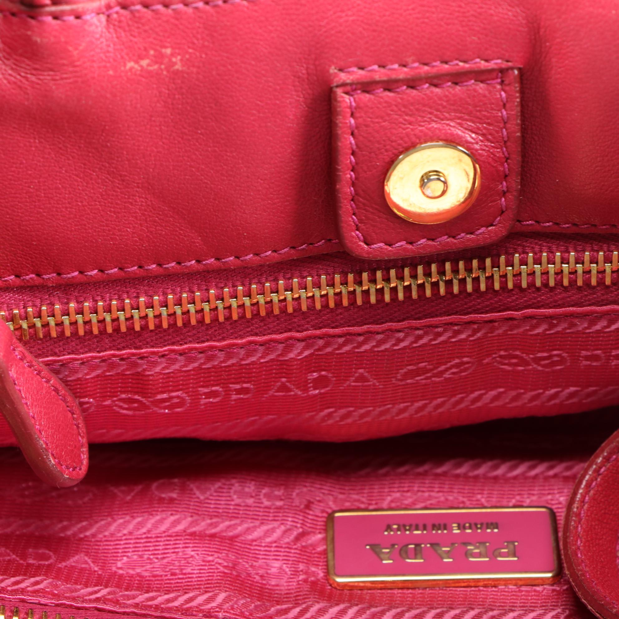 Prada Pink Tessuto Nylon Bow Handbag with Leather Trim and Shoulder Strap