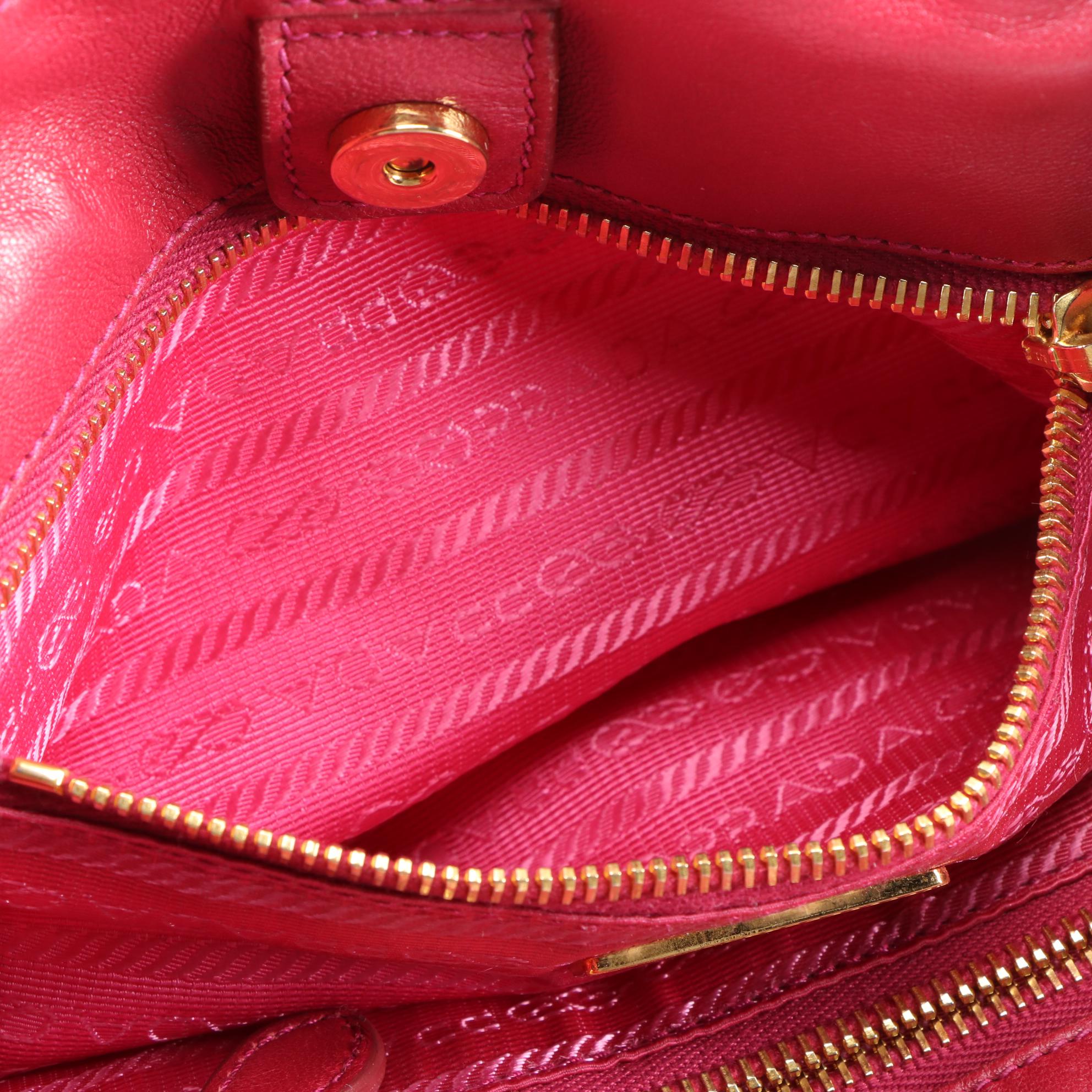 Prada Pink Tessuto Nylon Bow Handbag with Leather Trim and Shoulder Strap