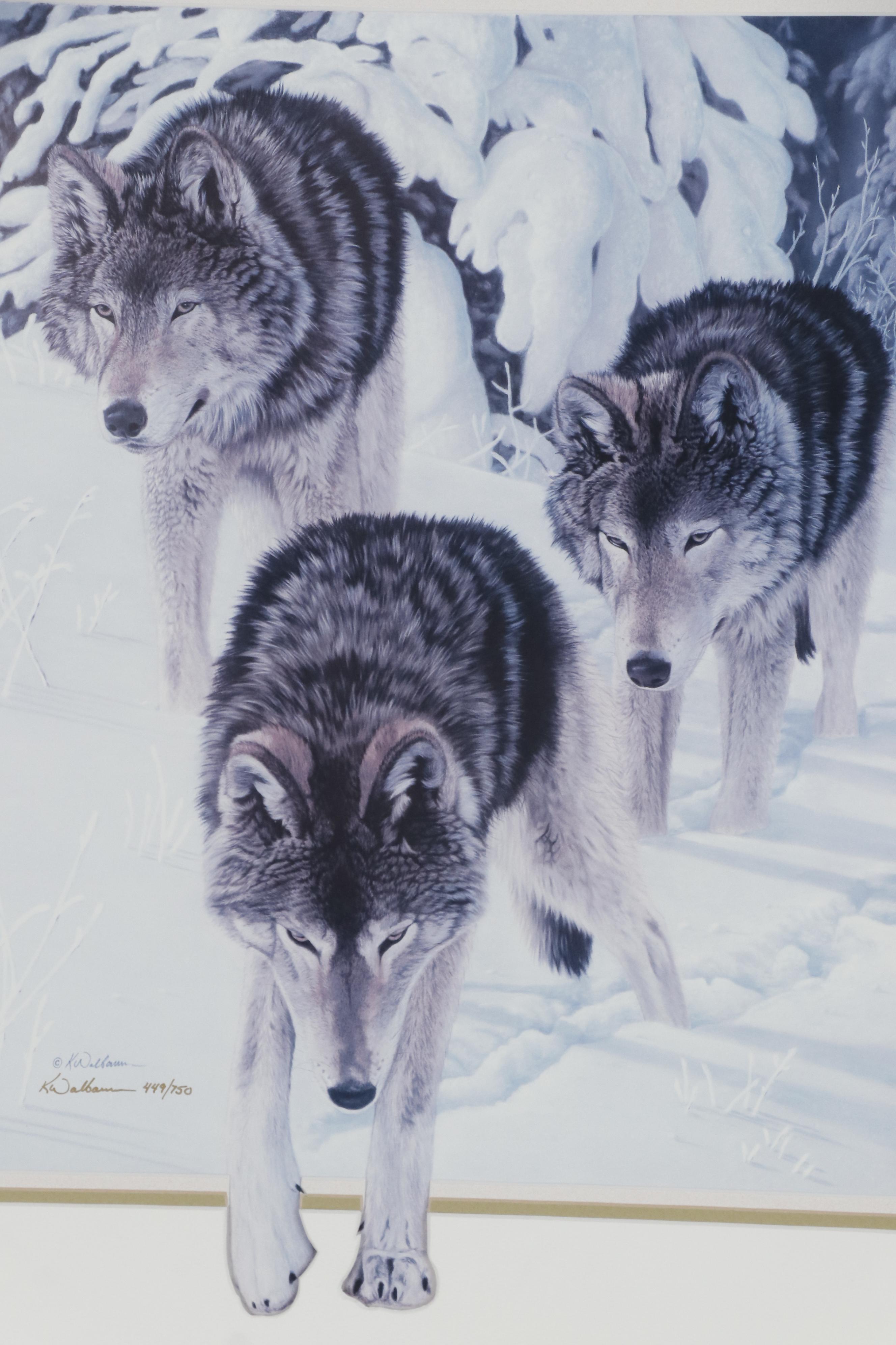 Kathy Walbaum Offset Lithograph of Wolves