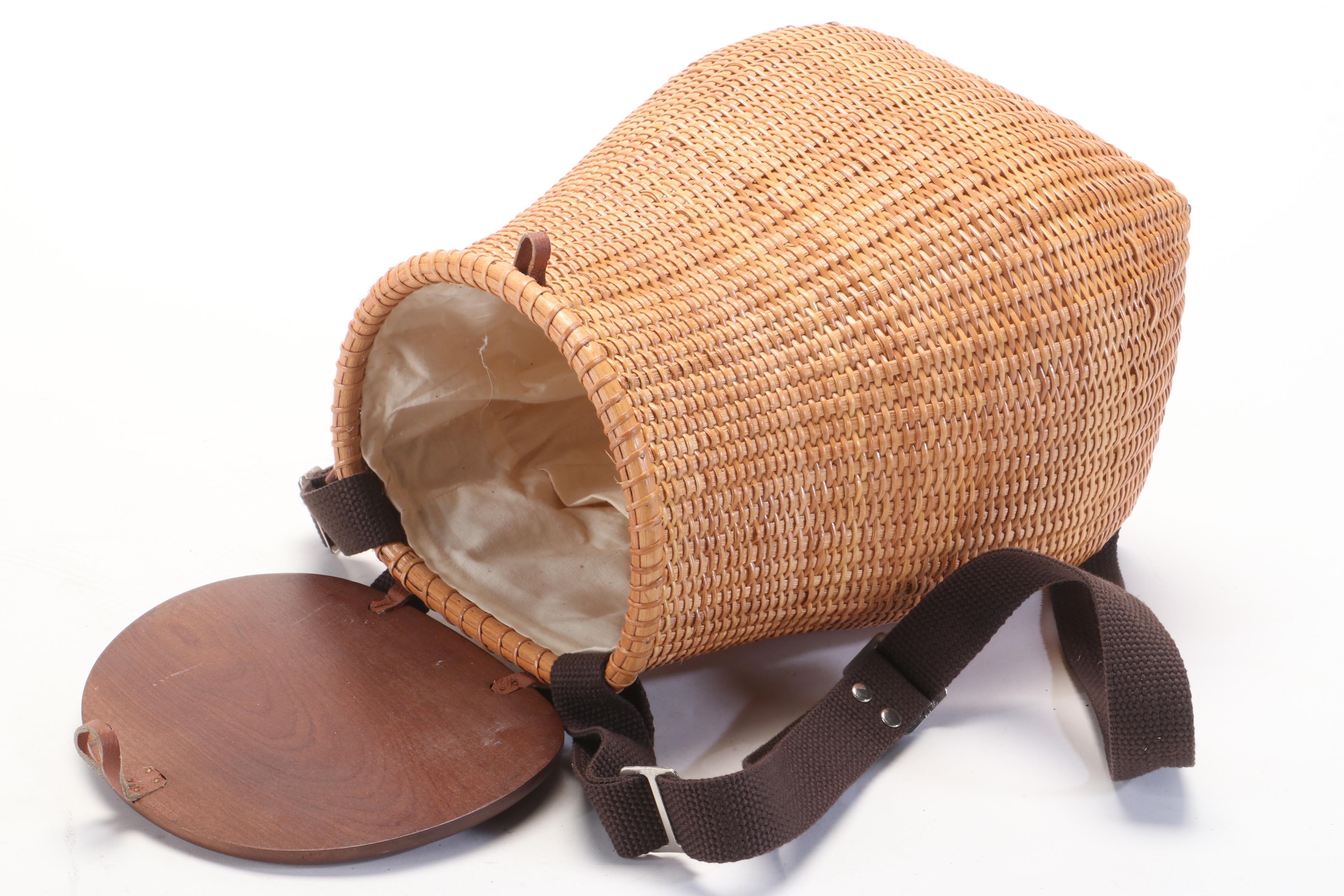 Nantucket Style Rattan Creel Basket Backpack
