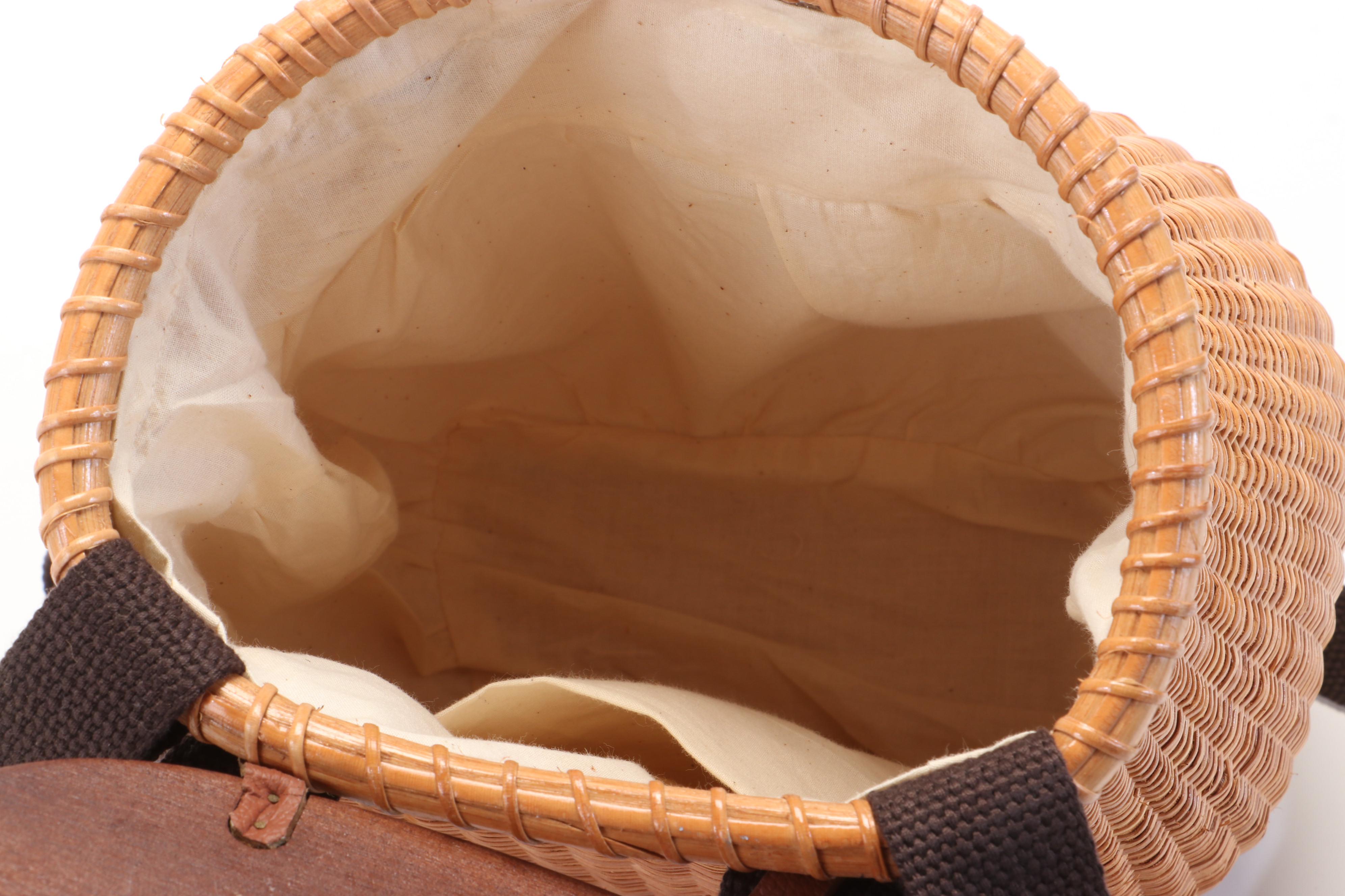 Nantucket Style Rattan Creel Basket Backpack EBTH