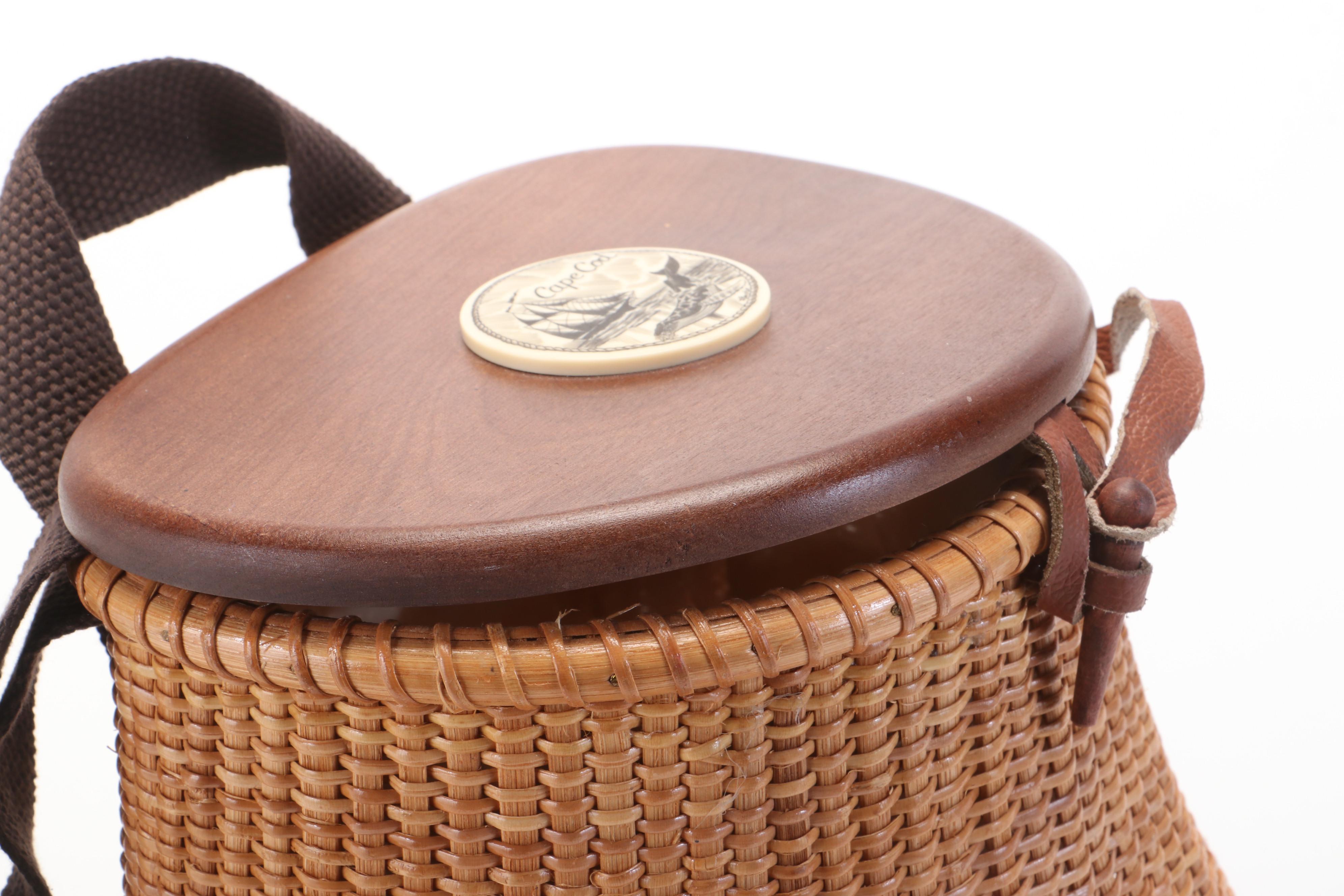 Nantucket Style Rattan Creel Basket Backpack EBTH