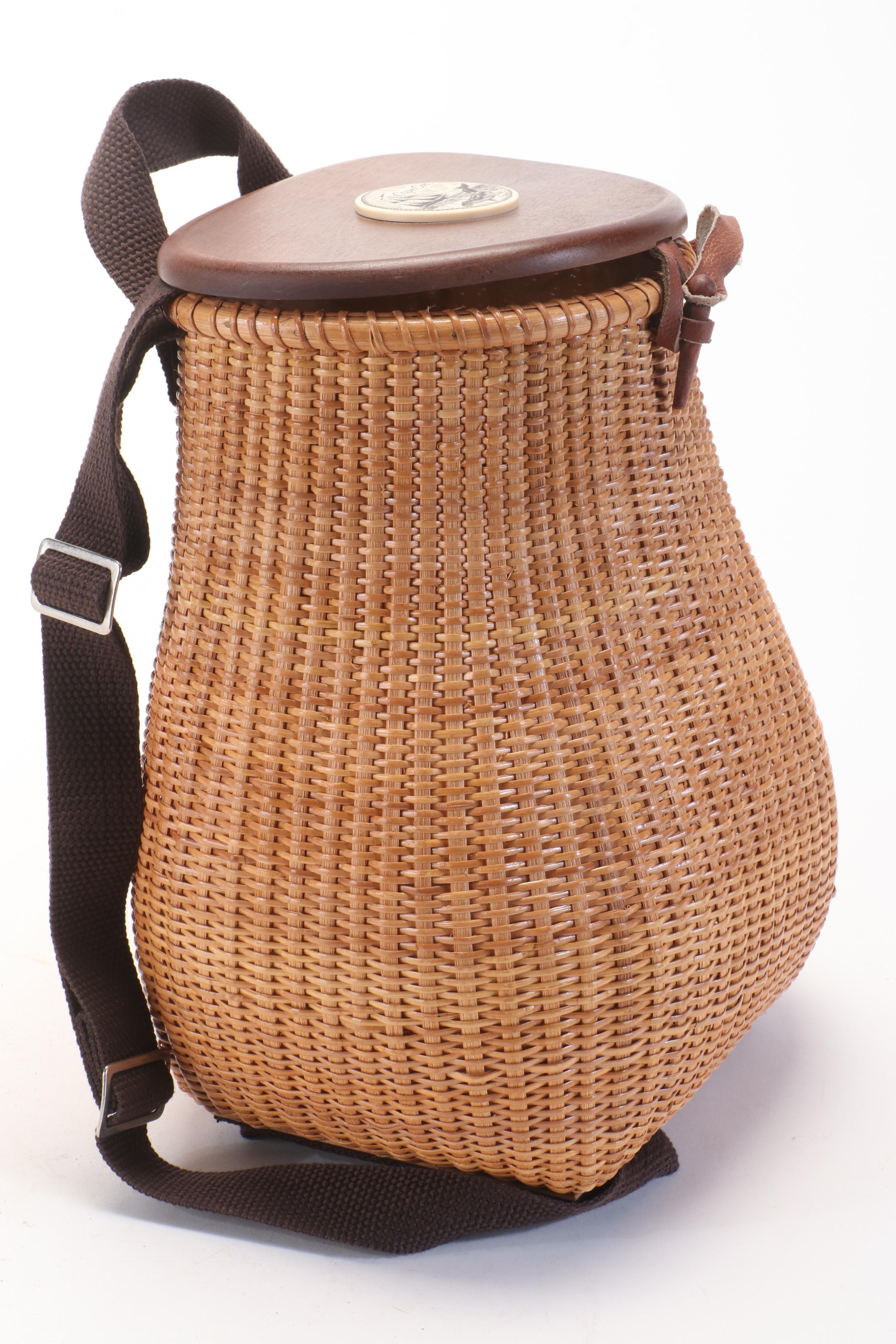 Nantucket Style Rattan Creel Basket Backpack