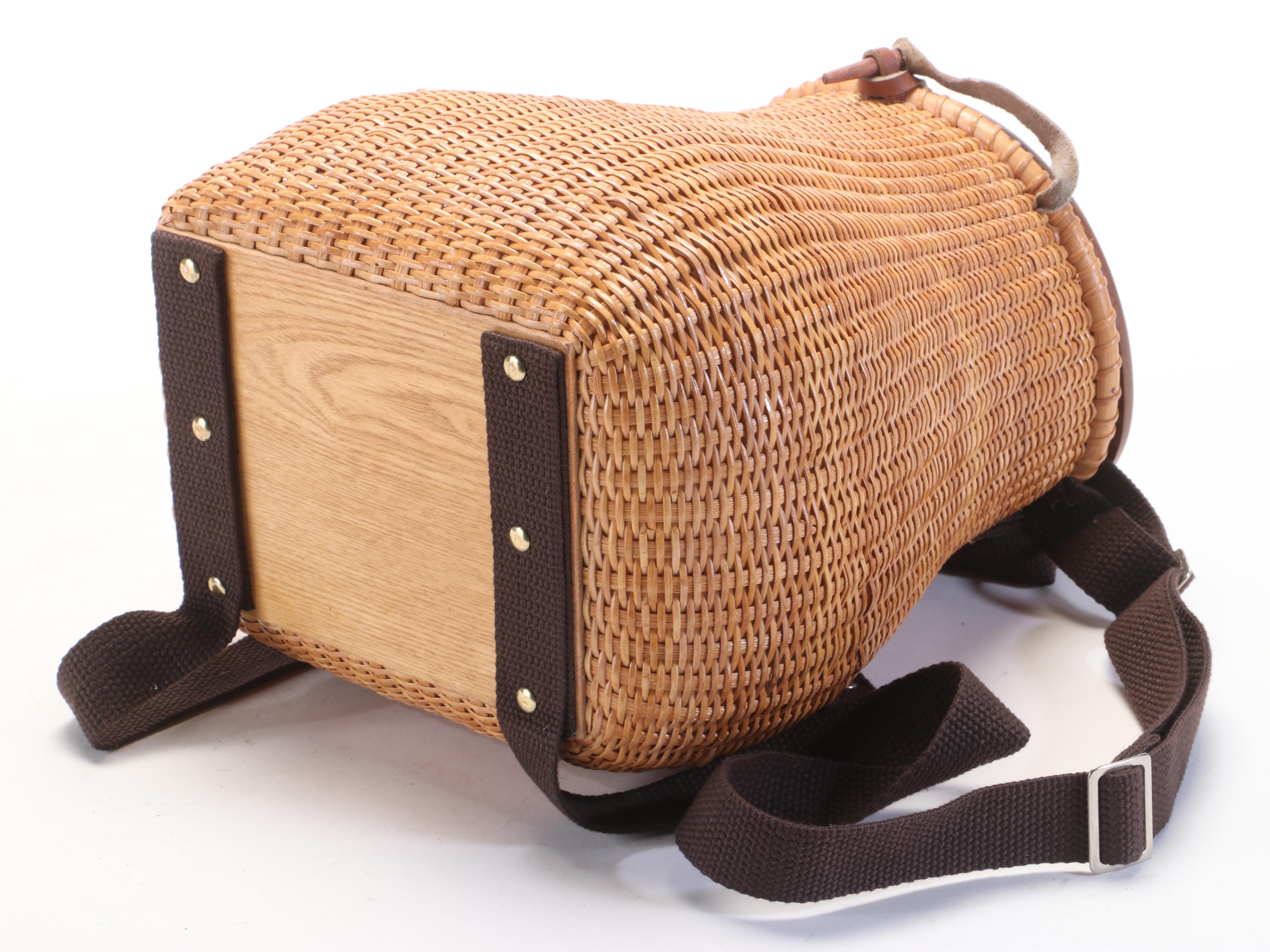 Nantucket Style Rattan Creel Basket Backpack