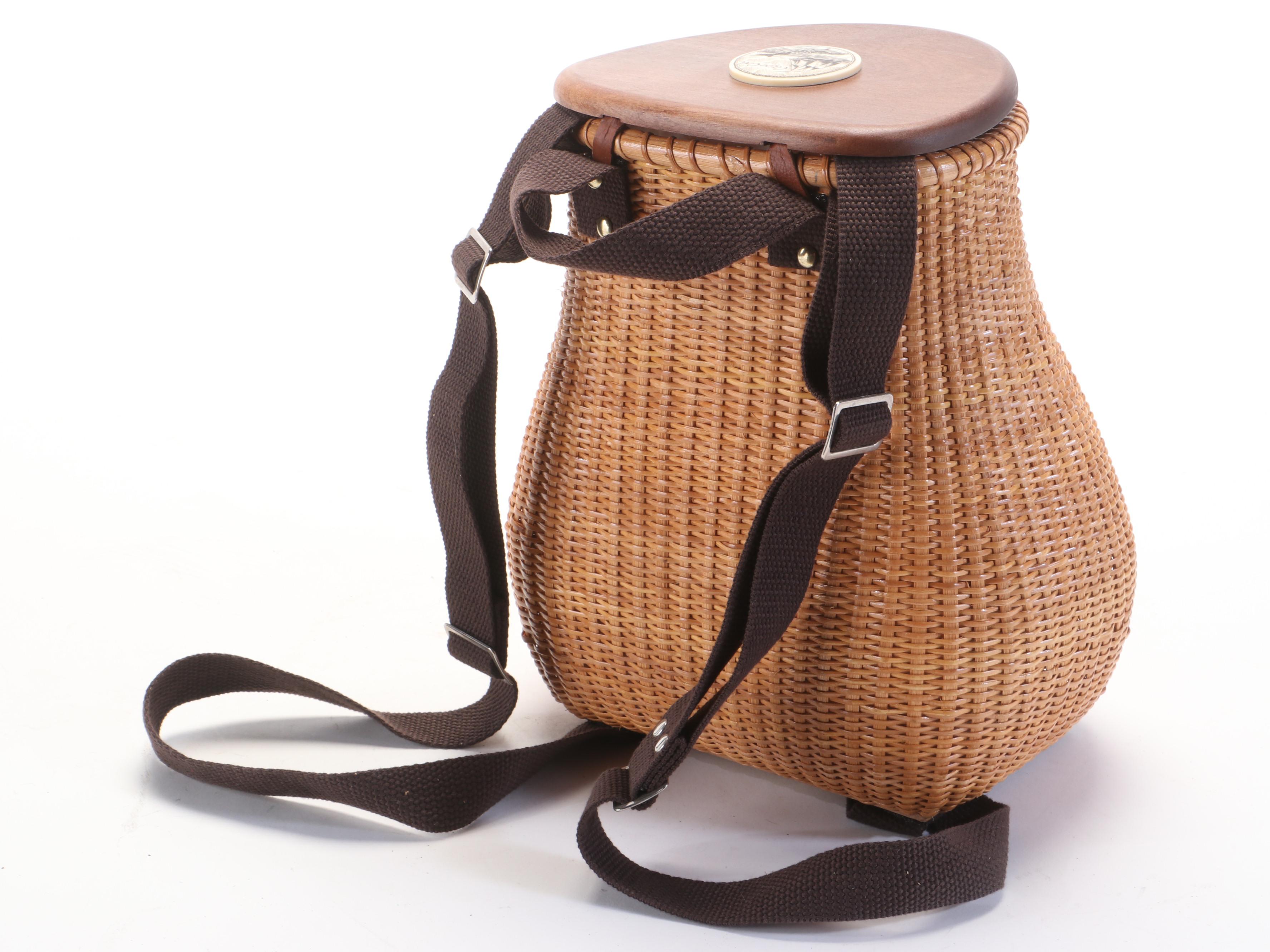 Nantucket Style Rattan Creel Basket Backpack