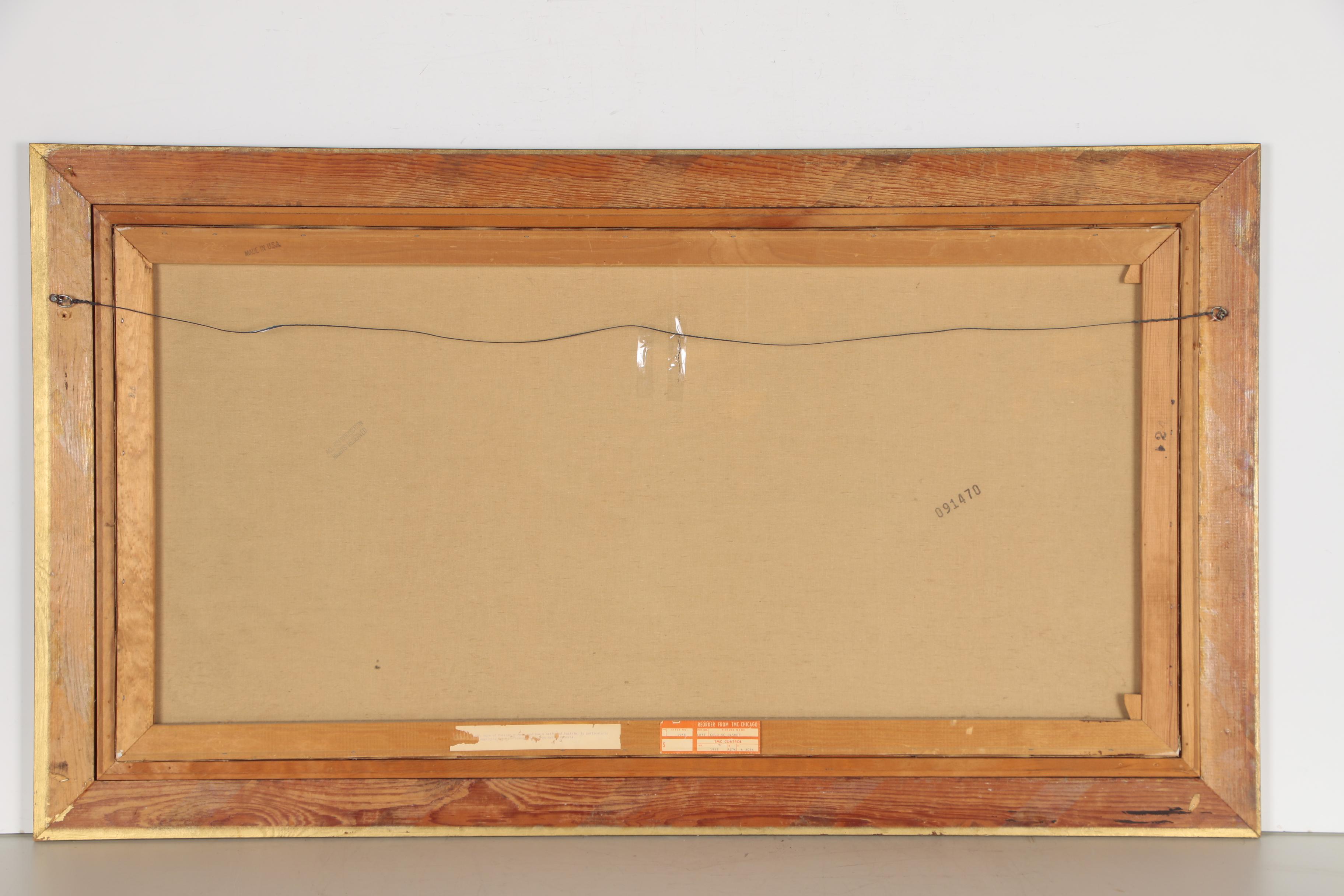 P. Olshof Oil Painting of Mountainside Landscape