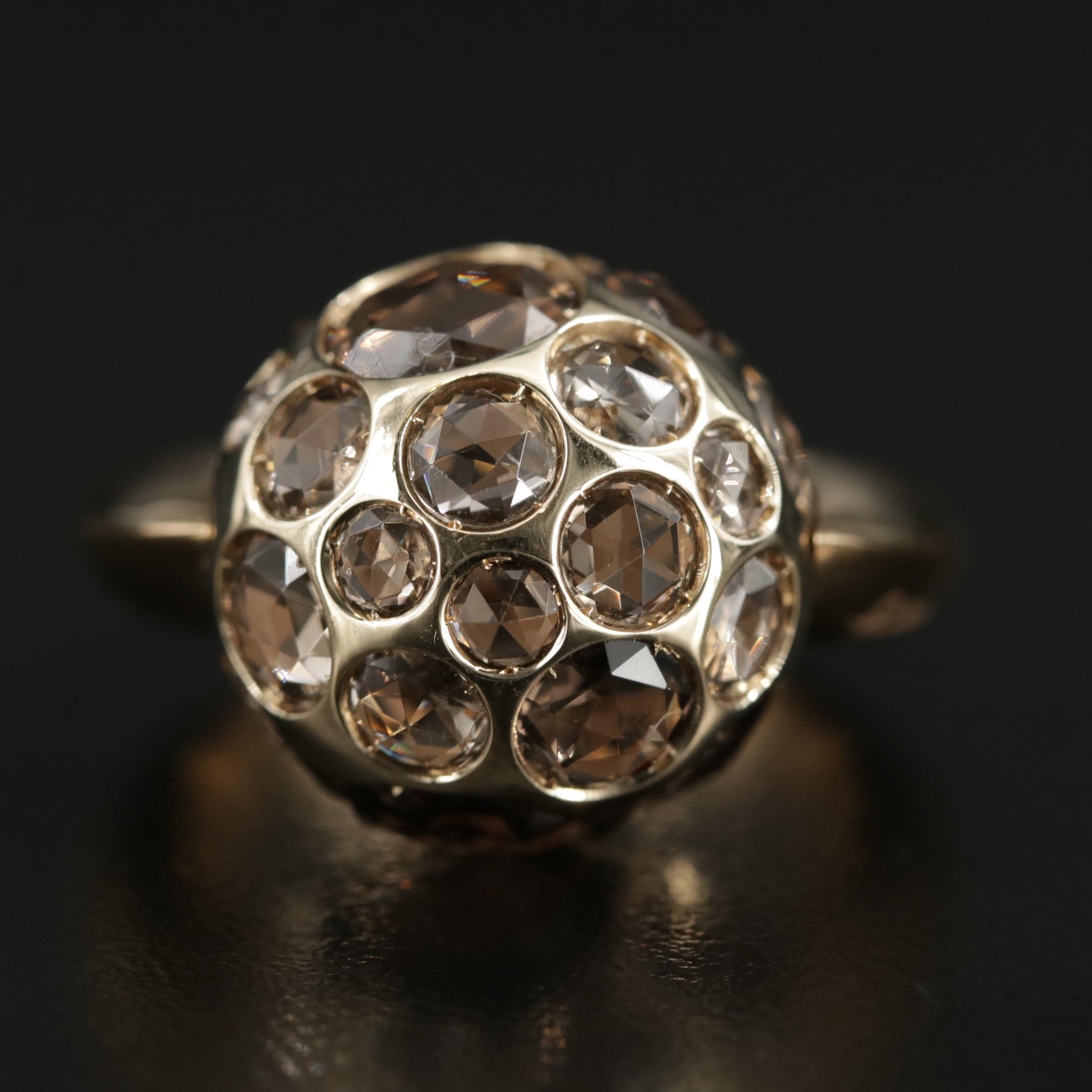 Pomellato 18K Yellow Gold Smoky Quartz Orb Ring