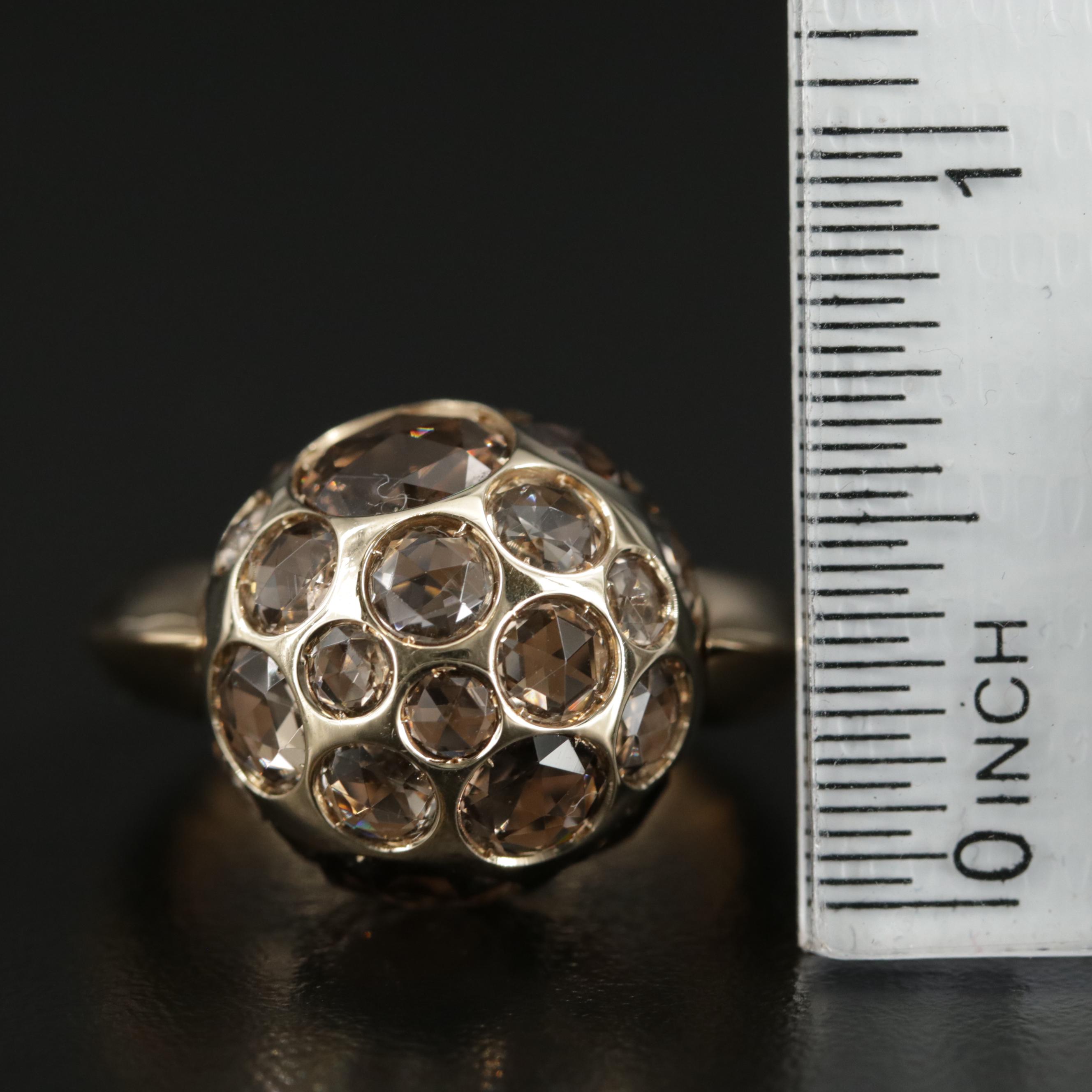 Pomellato 18K Yellow Gold Smoky Quartz Orb Ring