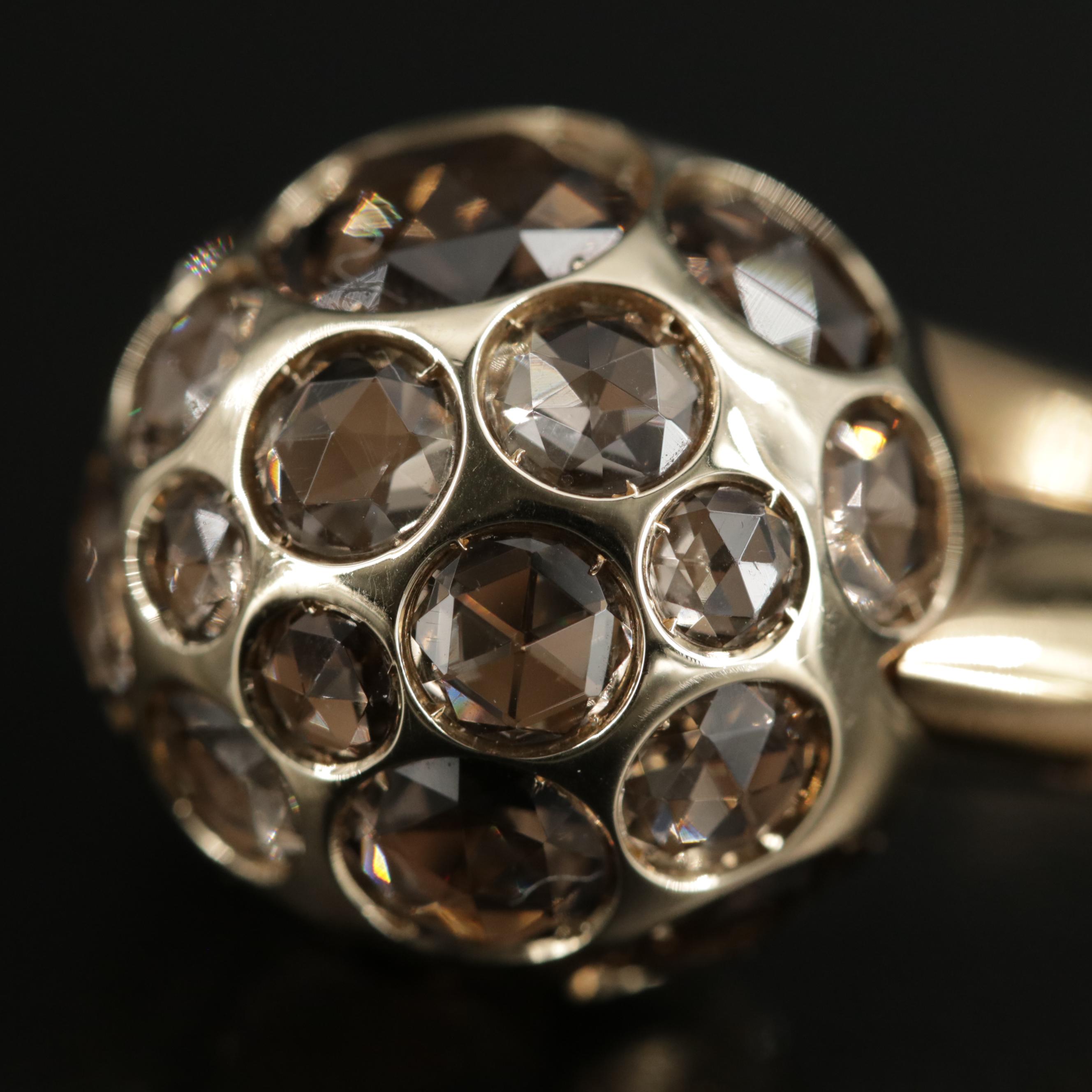Pomellato 18K Yellow Gold Smoky Quartz Orb Ring