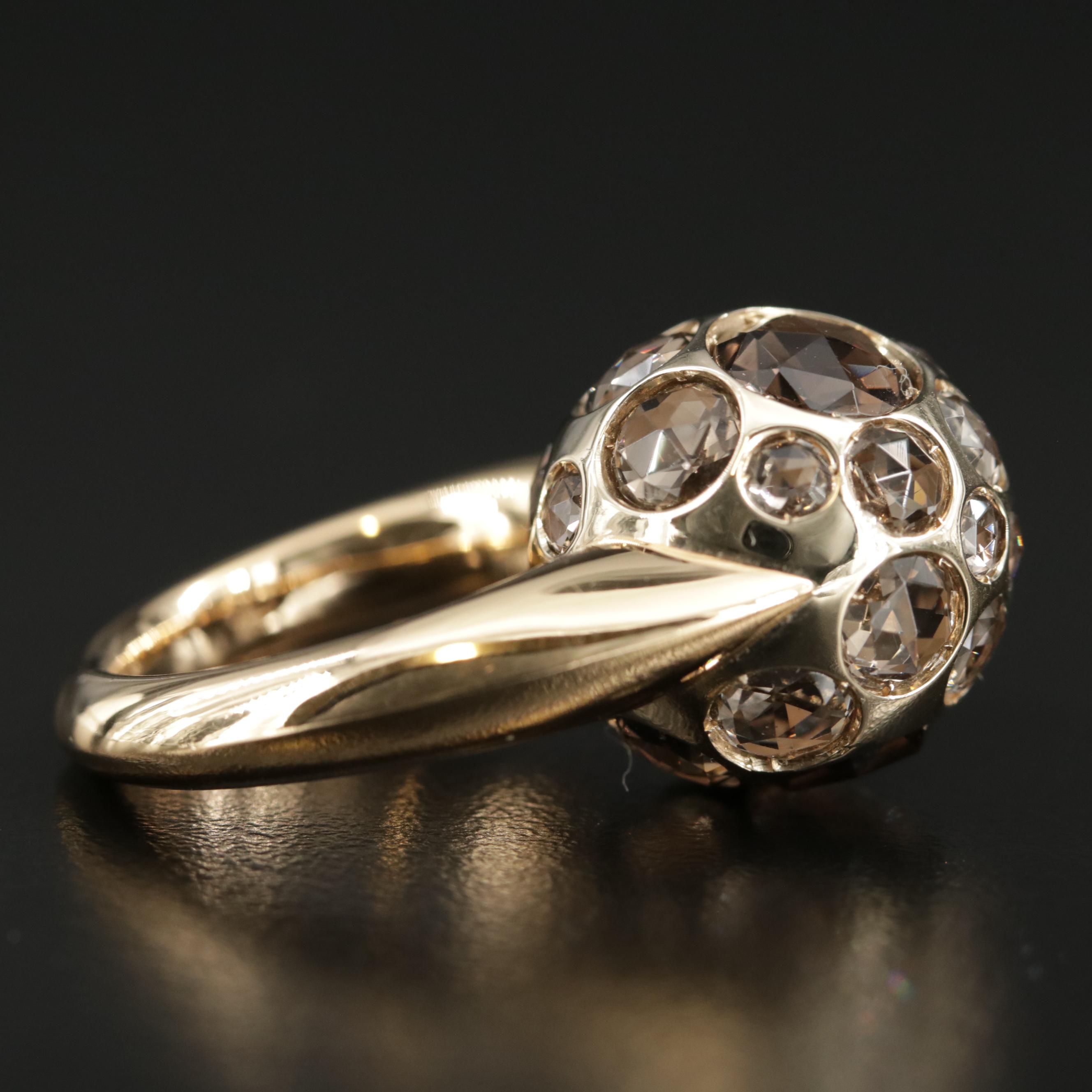 Pomellato 18K Yellow Gold Smoky Quartz Orb Ring