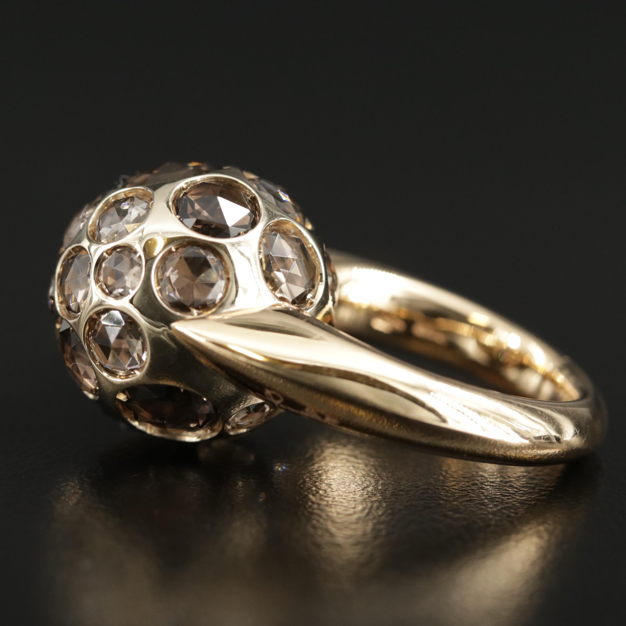 Pomellato 18K Yellow Gold Smoky Quartz Orb Ring
