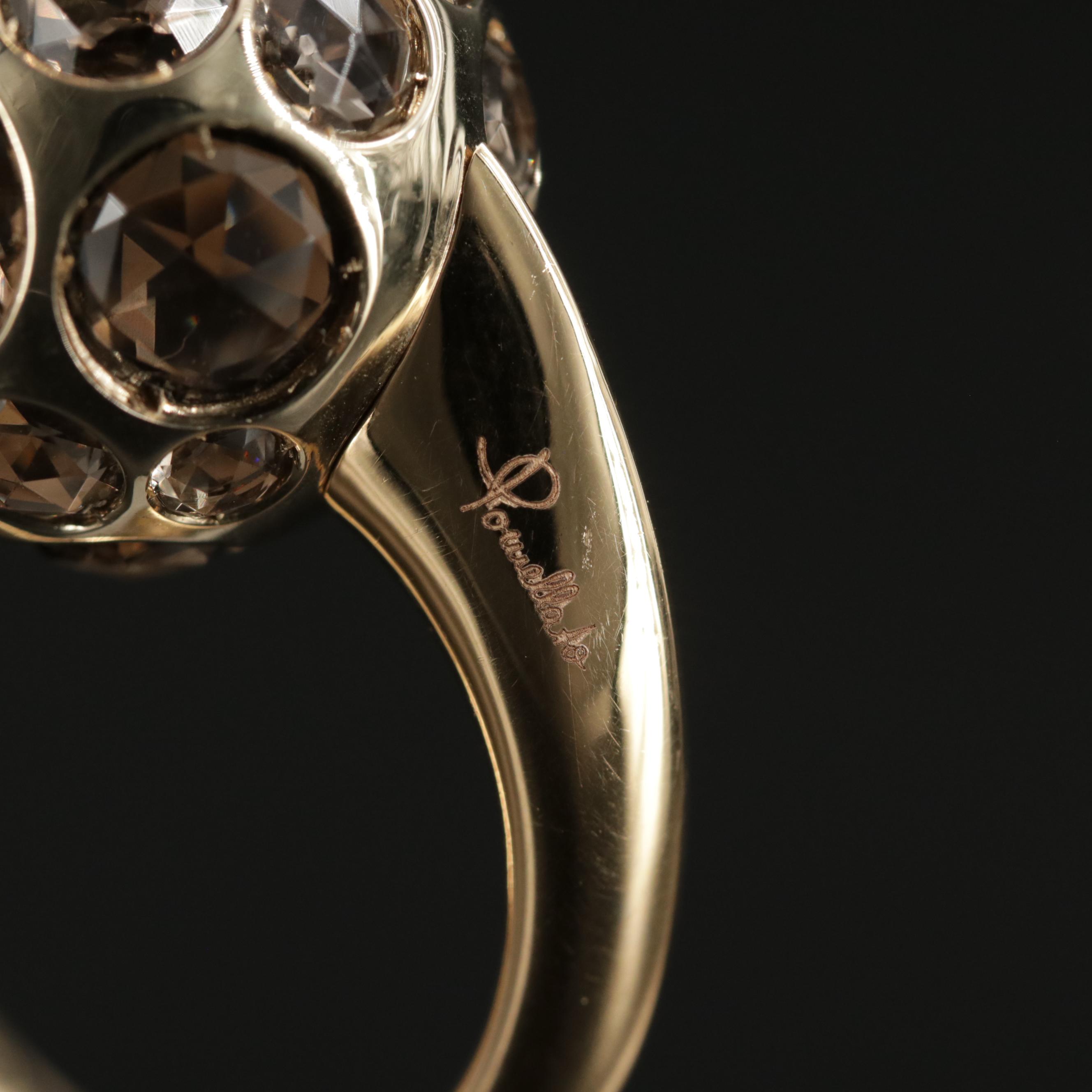 Pomellato 18K Yellow Gold Smoky Quartz Orb Ring