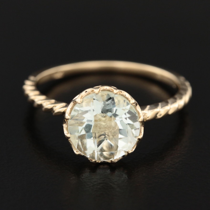 14K Yellow Gold Prasiolite Ring