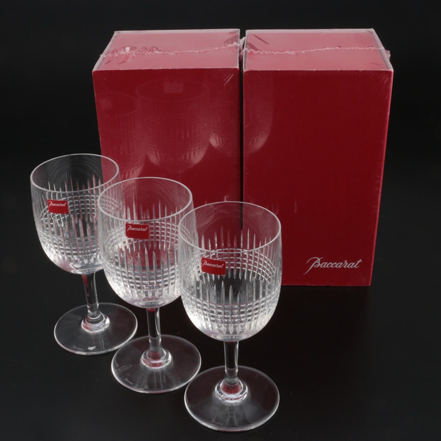 Baccarat "Nancy" Cut Crystal Water Goblets, Late 20th Century