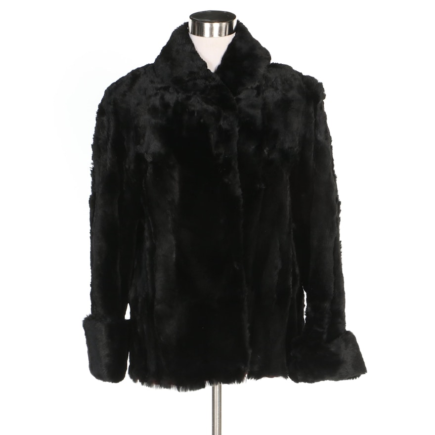 Dyed Black Sheared Muskrat Fur Jacket, Mid-20th Century