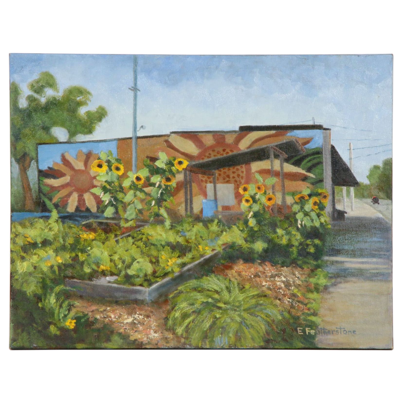 Emily Featherstone Community Garden Scene Acrylic Painting