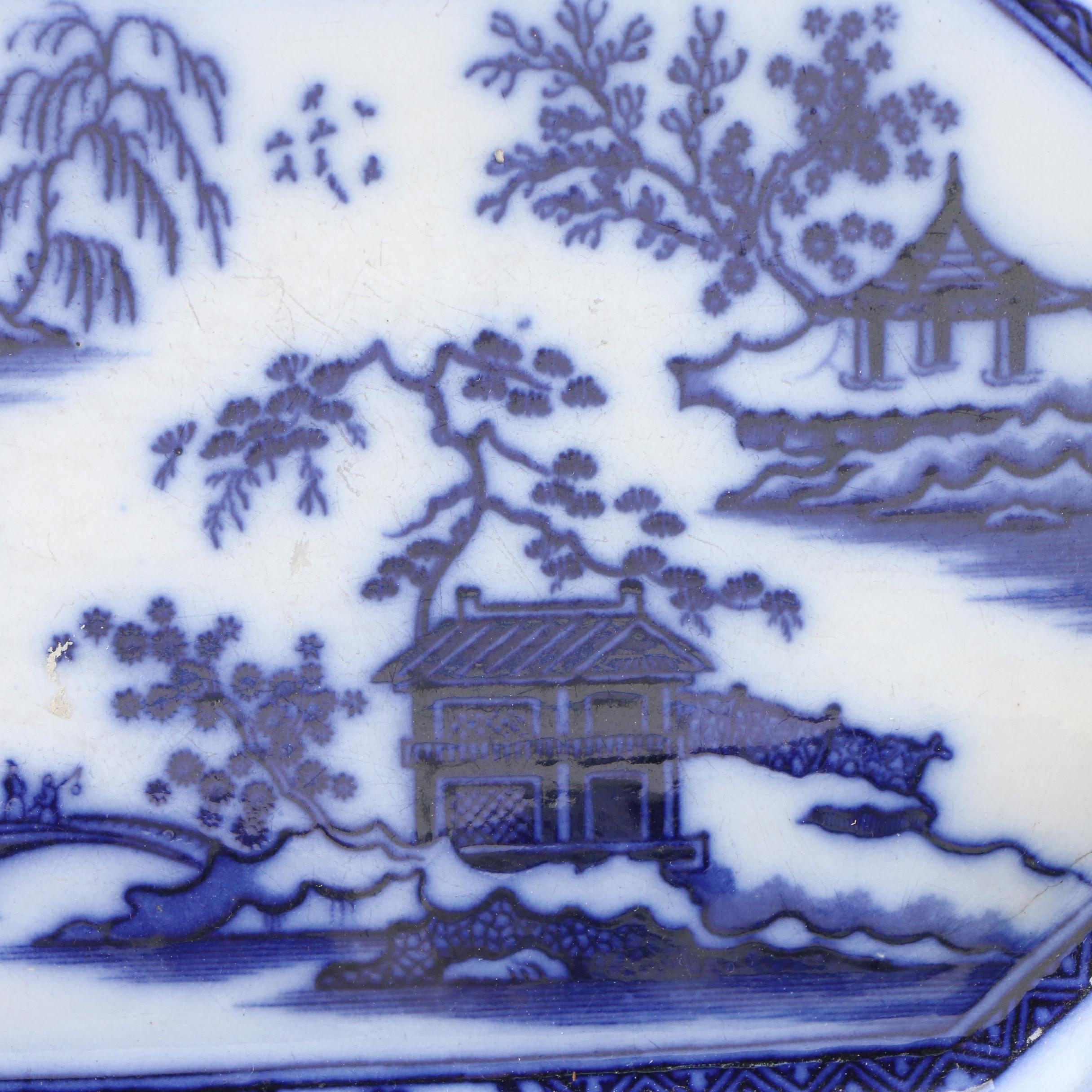 Charles Meigh Staffordshire Pottery "Hong Kong" Ironstone Platter with Others