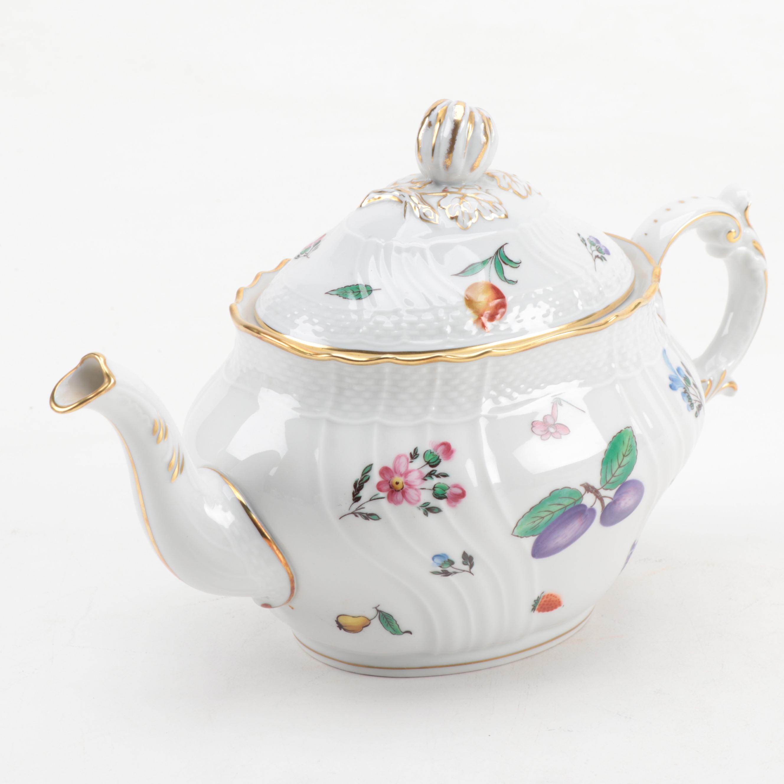 Richard Ginori "Perugia" and "Italian Fruits" Porcelain Tureen and Tea Ware