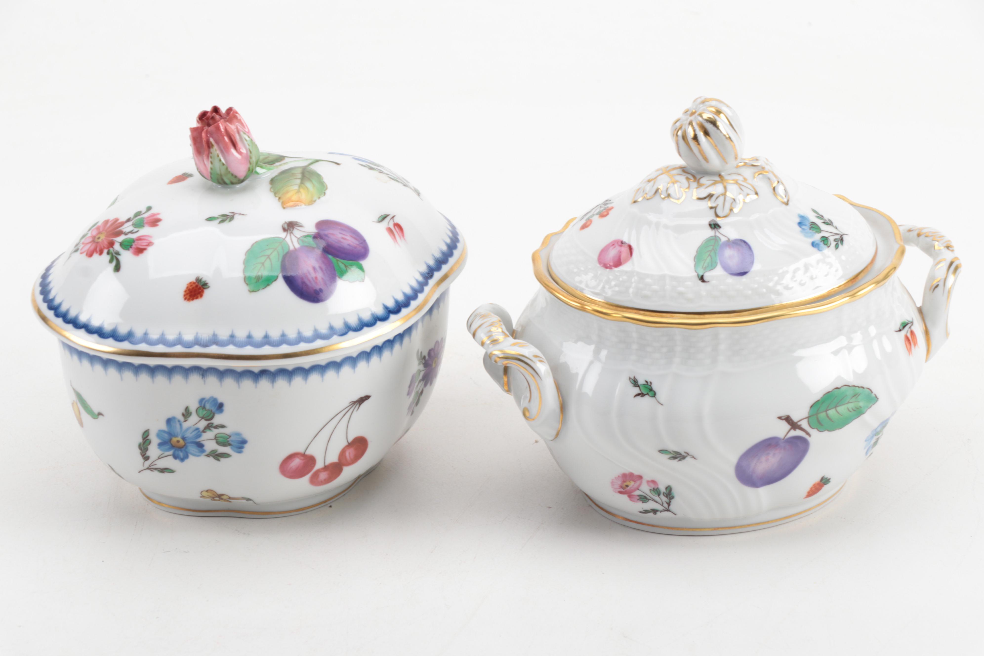 Richard Ginori "Perugia" and "Italian Fruits" Porcelain Tureen and Tea Ware