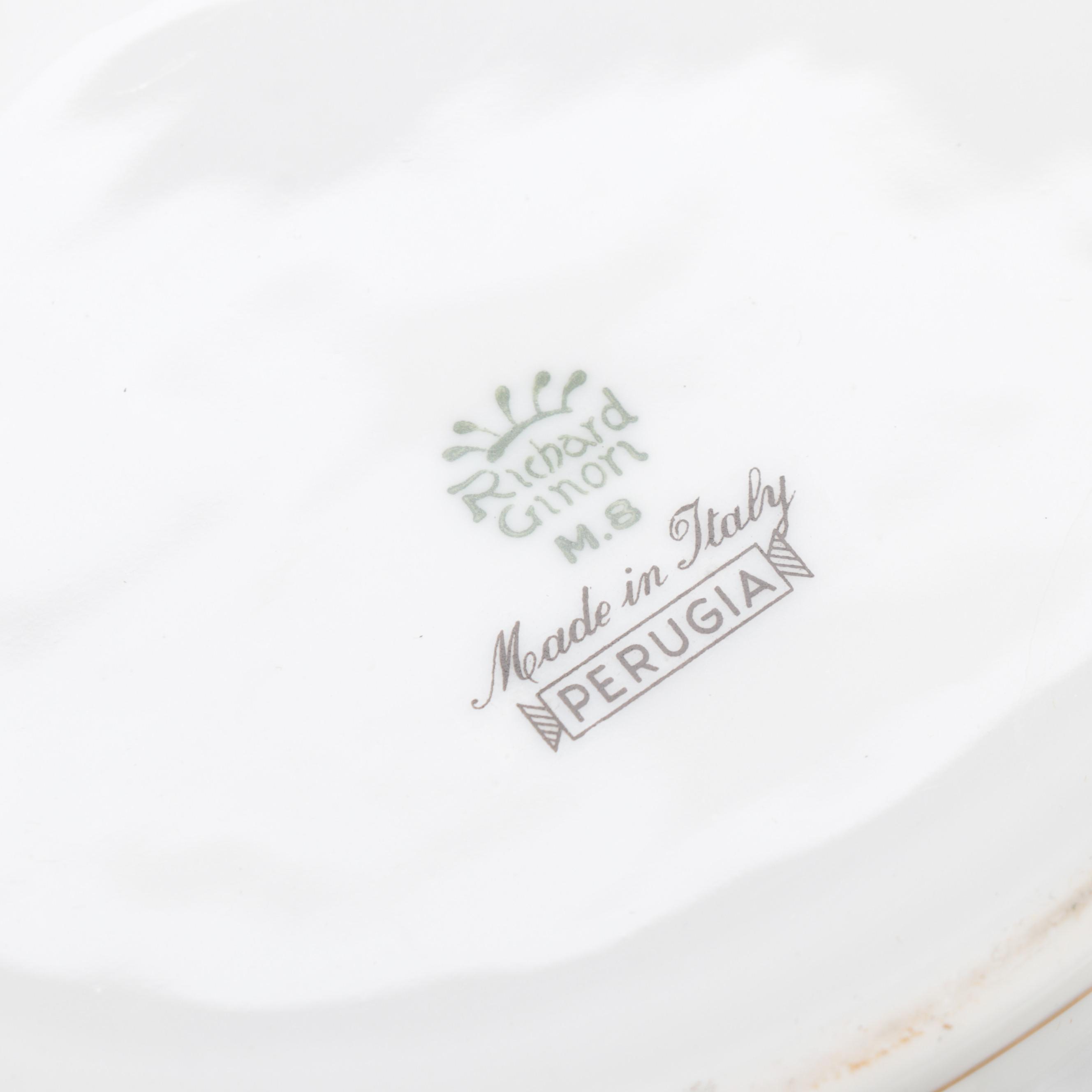 Richard Ginori "Perugia" and "Italian Fruits" Porcelain Tureen and Tea Ware