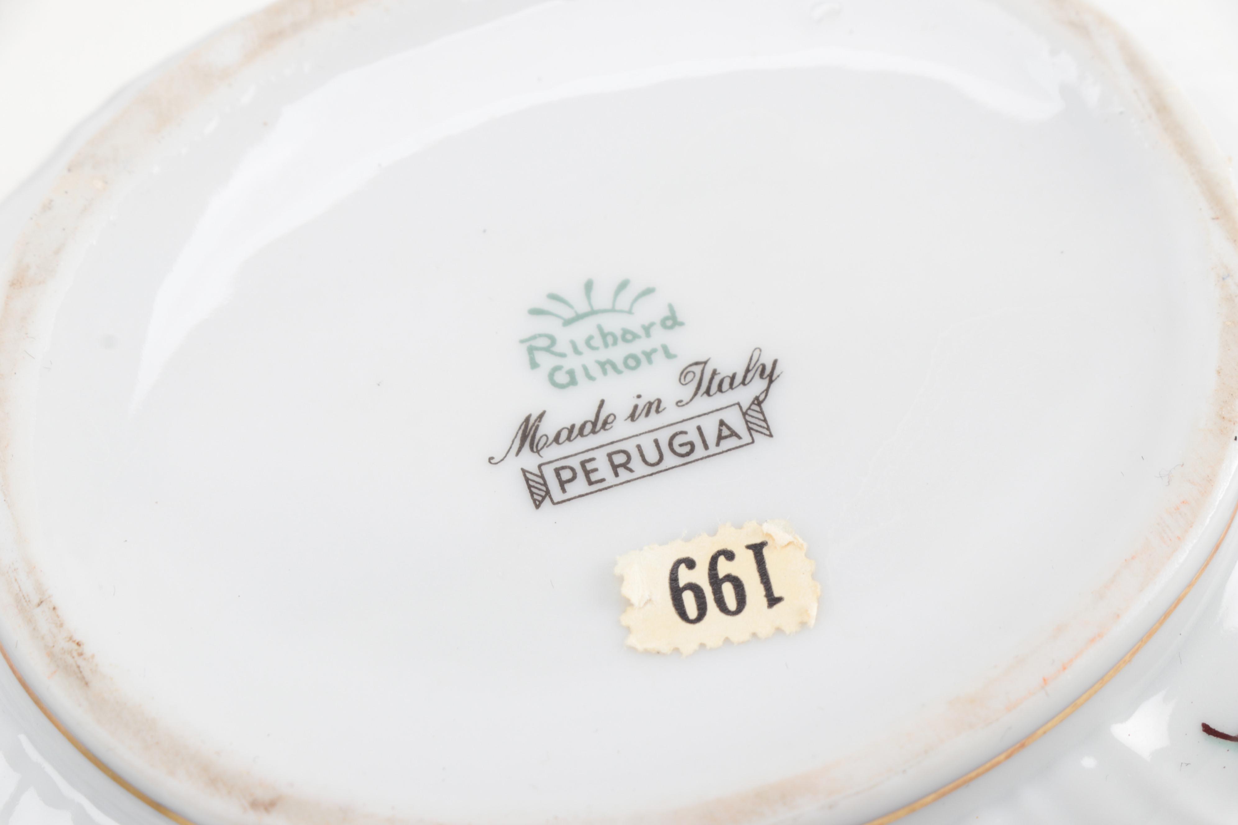 Richard Ginori "Perugia" and "Italian Fruits" Porcelain Tureen and Tea Ware