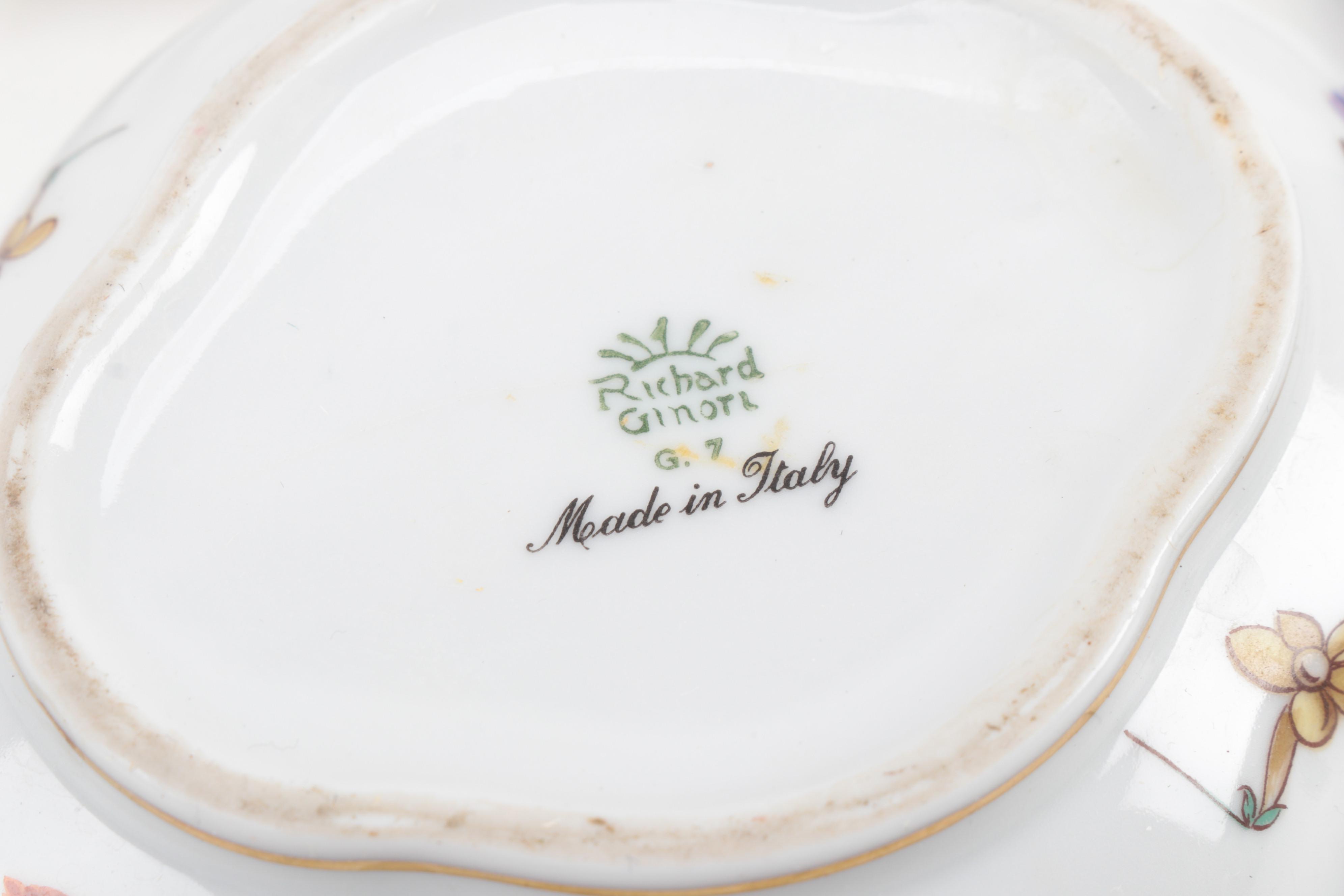 Richard Ginori "Perugia" and "Italian Fruits" Porcelain Tureen and Tea Ware