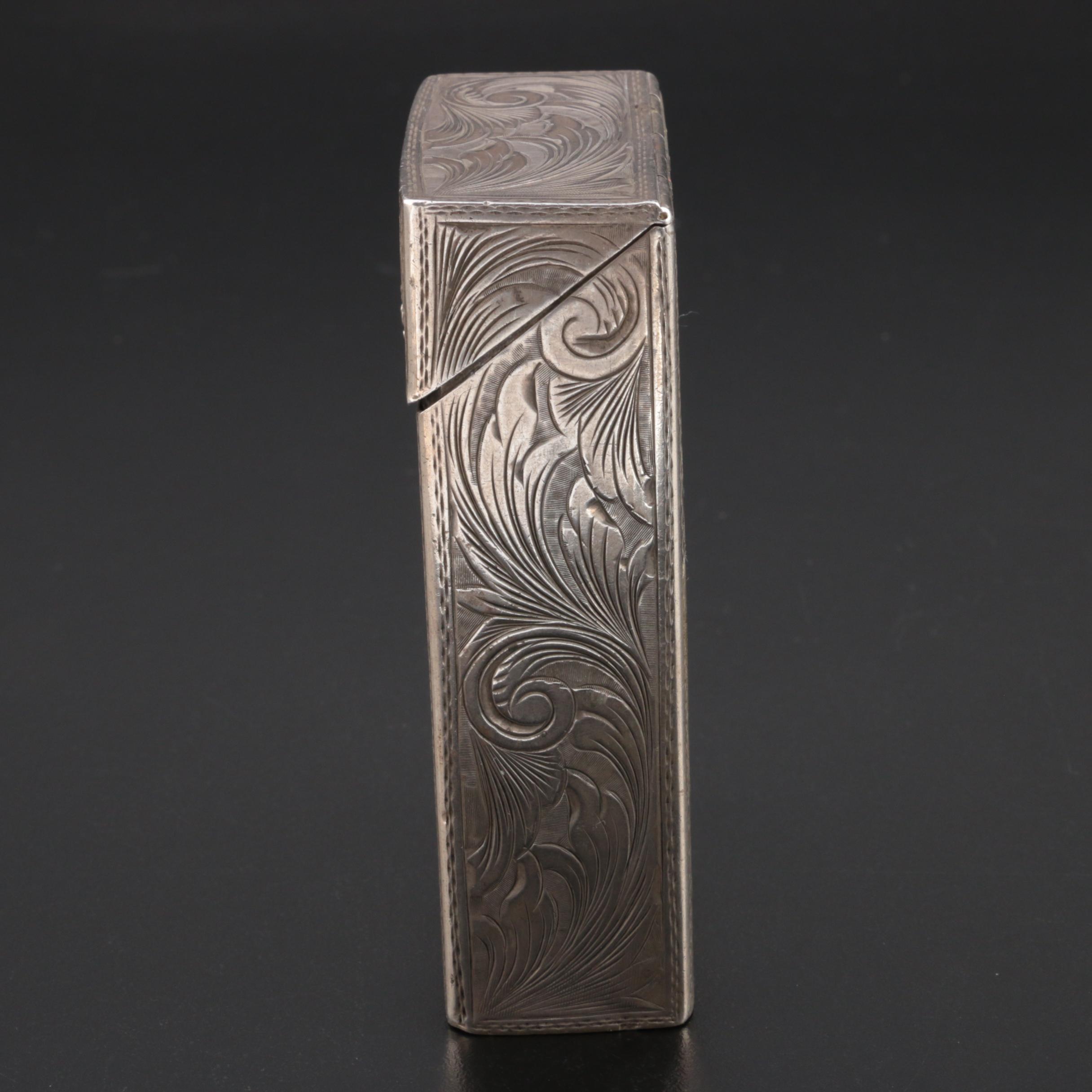 Hand-Chased 800 Silver Cigarette Case, Mid-Century