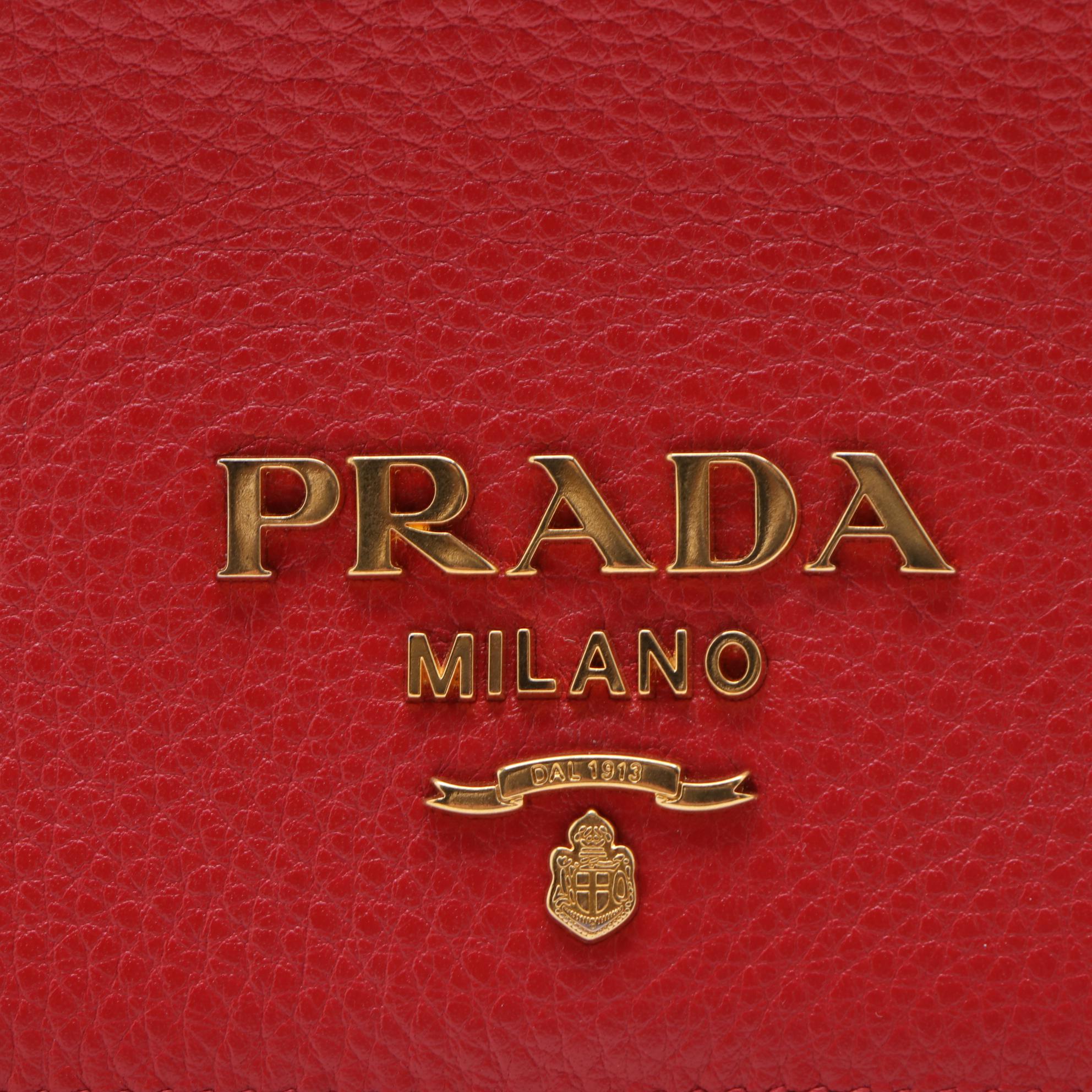 Prada Crossbody Bag in Red Vitello Daino Leather