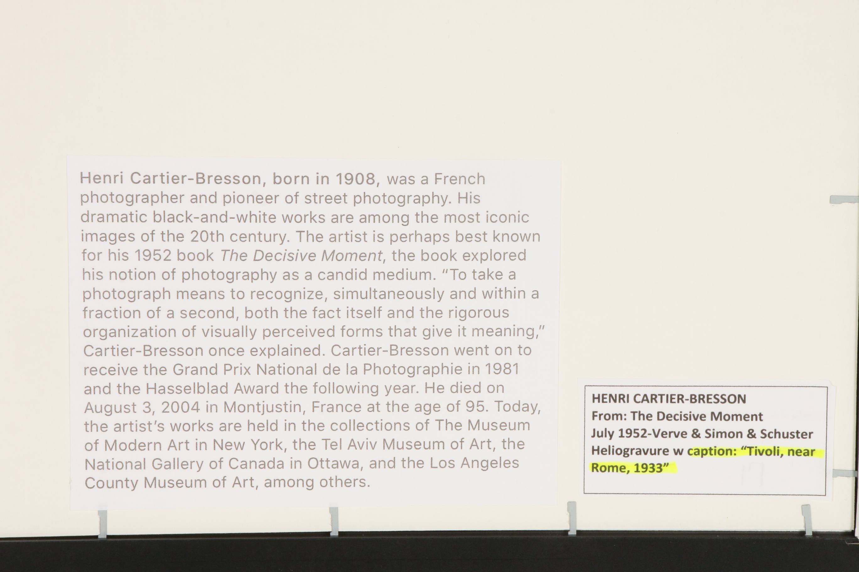 Henri Cartier-Bresson Photogravure From "The Decisive Moment", 1952