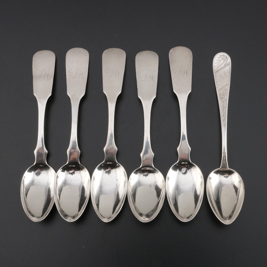 J. B. McFadden and Duhme & Co. Coin Silver Teaspoons, Mid to Late 19th Century