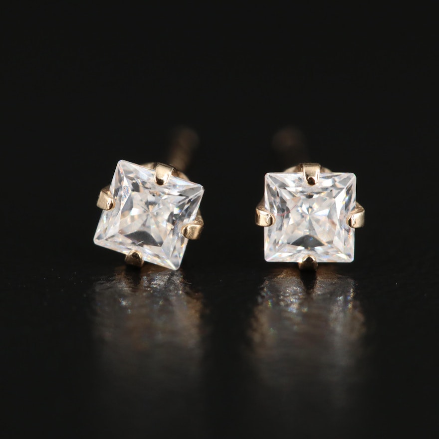 14K Gold Cubic Zirconia Stud Earrings