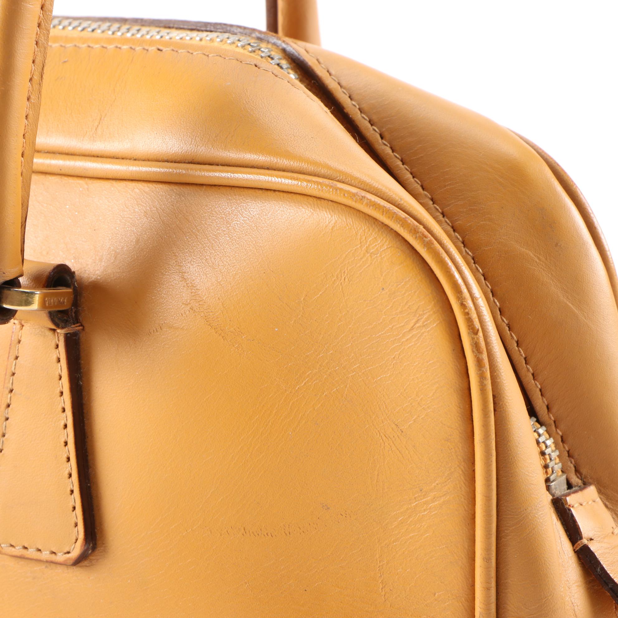 Prada Leather Satchel in Camel with Padlock