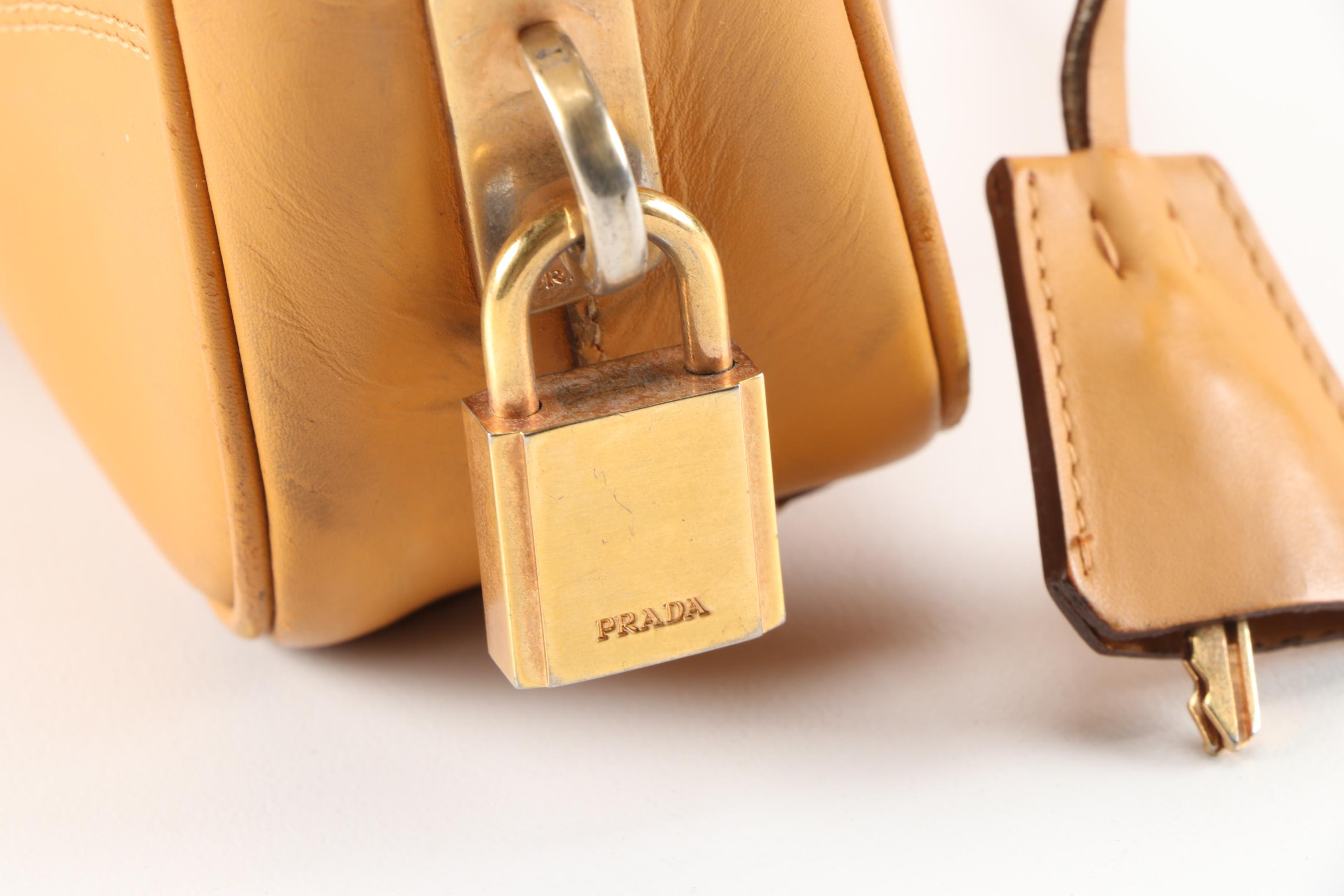 Prada Leather Satchel in Camel with Padlock