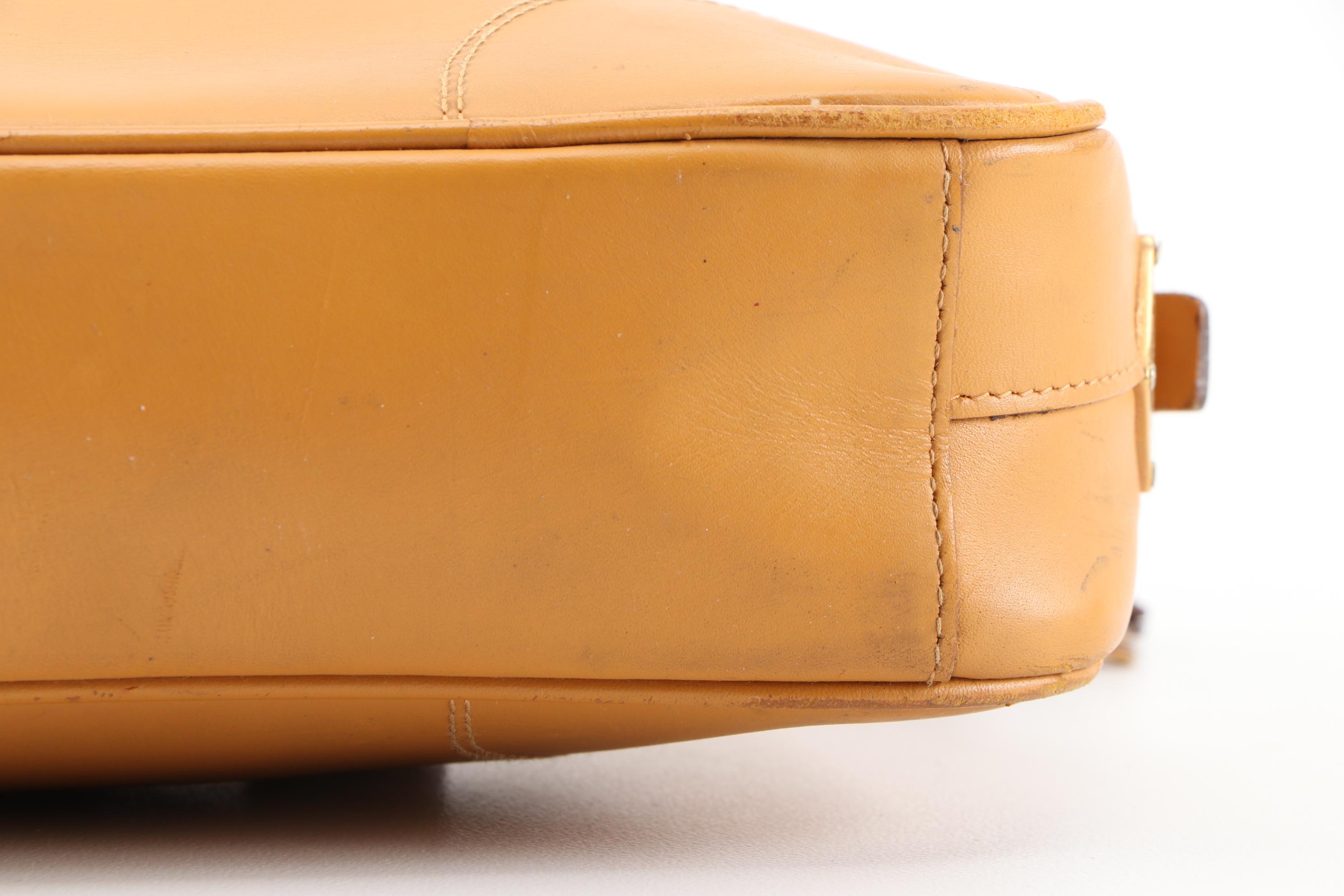 Prada Leather Satchel in Camel with Padlock